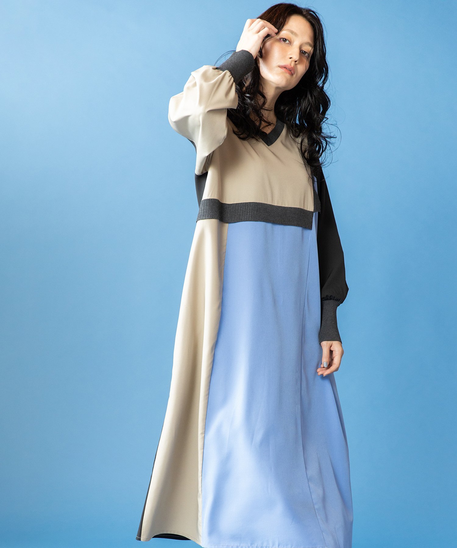 【オズモーシス/OSMOSIS】の2WAY配色切替ワンピース インテリア・キッズ・メンズ・レディースファッション・服の通販 founy(ファニー) 　ファッション　Fashion　レディースファッション　Fashion for Women　ワンピース　Dresses　インナー　Innerwear　ブロック　Block, Solid Block Pattern　ポケット　Pocket, Pocket Detail　再入荷　Restock / Back in Stock　切替　Switching, Contrast Panel　夏　Summer　S/S・春夏　SS, Spring/Summer, Warm Season　SAX|ID: prp329100004836865 ipo3291000000035236178