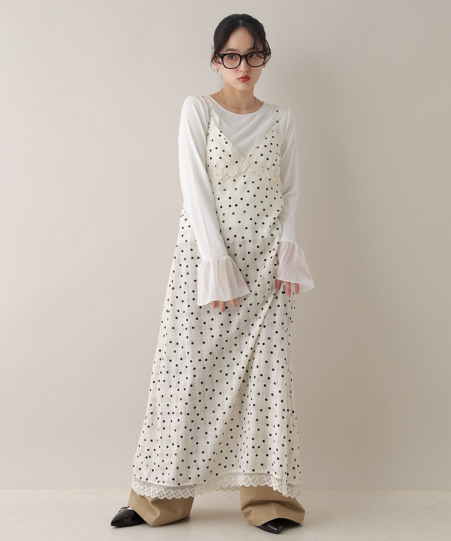 【レイジブルー/RAGEBLUE】のシアードットキャミワンピース 人気、トレンドファッション・服の通販 founy(ファニー) 　ファッション　Fashion　レディースファッション　Fashion for Women　ワンピース　Dresses　キャミソールワンピース　Camisole Dresses　おすすめ　Recommended / Our Picks　キャップ　Cap, Baseball Cap　スニーカー　Sneakers, Trainers　スラックス　Slacks, Dress Pants　デニム　Denim, Jeans Material　ドット　Polka Dot, Dot Pattern　ミュール　Mule, Backless Shoes　レース　Lace, Lace Fabric　ロング　Long, Long-Length　 other-1|ID: prp329100004836889 ipo3291000000035236595