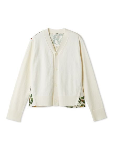 【ミラオーウェン/Mila Owen】の【WEB限定カラー】カシミヤコットンボタニカルドッキングカーディガン インテリア・キッズ・メンズ・レディースファッション・服の通販 founy(ファニー) 　ファッション　Fashion　レディースファッション　Fashion for Women　トップス・カットソー　Cut & Sew Tops　カーディガン・羽織り　Layered Style Cardigans　春　Spring　カーディガン　Cardigan, Knitwear　サテン　Satin, Glossy Fabric　スマート　Smart, Elegant　ドッキング　Docking, Mixed Material　プリント　Print, Printed Pattern　ボタニカル　Botanical, Floral Pattern　ラグジュアリー　Luxury, Elegant　リュクス　Luxury, Elegant, High-End, Chic　エレガント 上品　Elegant　IVR[003]|ID: prp329100004836896 ipo3291000000035236832