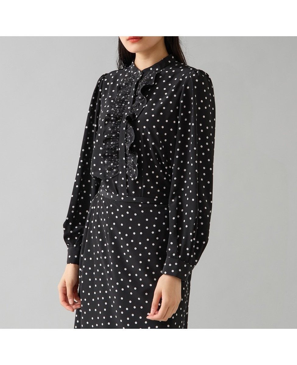 【ティアラ/Tiara】のドットプリントフリルブラウス 人気、トレンドファッション・服の通販 founy(ファニー) 　ファッション　Fashion　レディースファッション　Fashion for Women　トップス・カットソー　Cut & Sew Tops　シャツ・ブラウス・オフィスカジュアル　Elegant Blouses & Button-Ups　コンパクト　Compact, Small Size　ドット　Polka Dot, Dot Pattern　フリル　Frill, Ruffle　フロント　Front, Front Design　プリント　Print, Printed Pattern　ランダム　Random, Irregular　 other-1|ID: prp329100004836902 ipo3291000000035237025