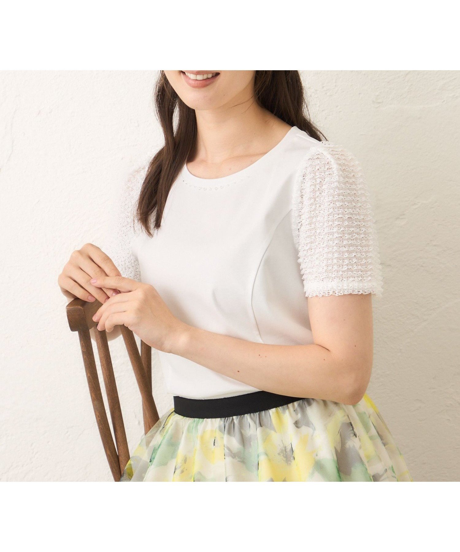 【トゥー ビー シック/TO BE CHIC】のコマフリル カットソーコンビプルオーバー 人気、トレンドファッション・服の通販 founy(ファニー) 　ファッション　Fashion　レディースファッション　Fashion for Women　トップス・カットソー　Cut & Sew Tops　カジュアルプルオーバー・ニットトップス　Pullovers & Knit Tops / Casual Pullovers　カットソー・ベーシックTシャツ　Cut-and-Sewn Tops / Stretch Tees & Basics　カットソー　Cut and Sewn Top　キャップ　Cap, Baseball Cap　スリーブ　Sleeve, Long Sleeve / Short Sleeve　バランス　Balance, Style Balance　ビジュー　Bijou, Jewel-like Accent　フリル　Frill, Ruffle　 other-1|ID: prp329100004837083 ipo3291000000035239788