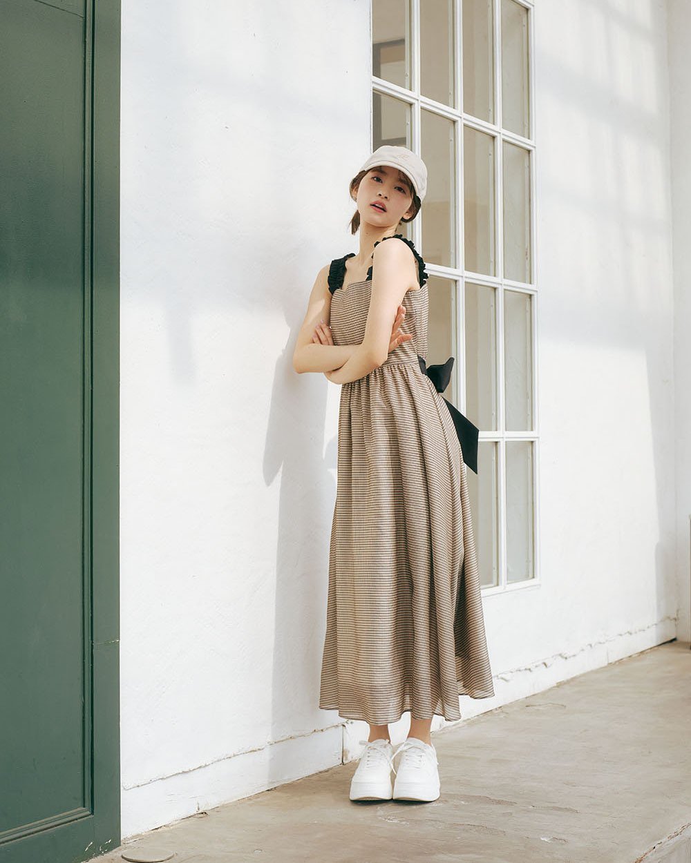 【プロポーション ボディドレッシング/PROPORTION BODY DRESSING】のショルダーフリルシアーチェックワンピース インテリア・キッズ・メンズ・レディースファッション・服の通販 founy(ファニー) 　ファッション　Fashion　レディースファッション　Fashion for Women　ワンピース　Dresses　シアー　Sheer, See-Through　チェック　Check, Plaid, Tartan　フリル　Frill, Ruffle　リボン　Ribbon, Bow　モカ×ブラック1|ID: prp329100004837091 ipo3291000000035239958