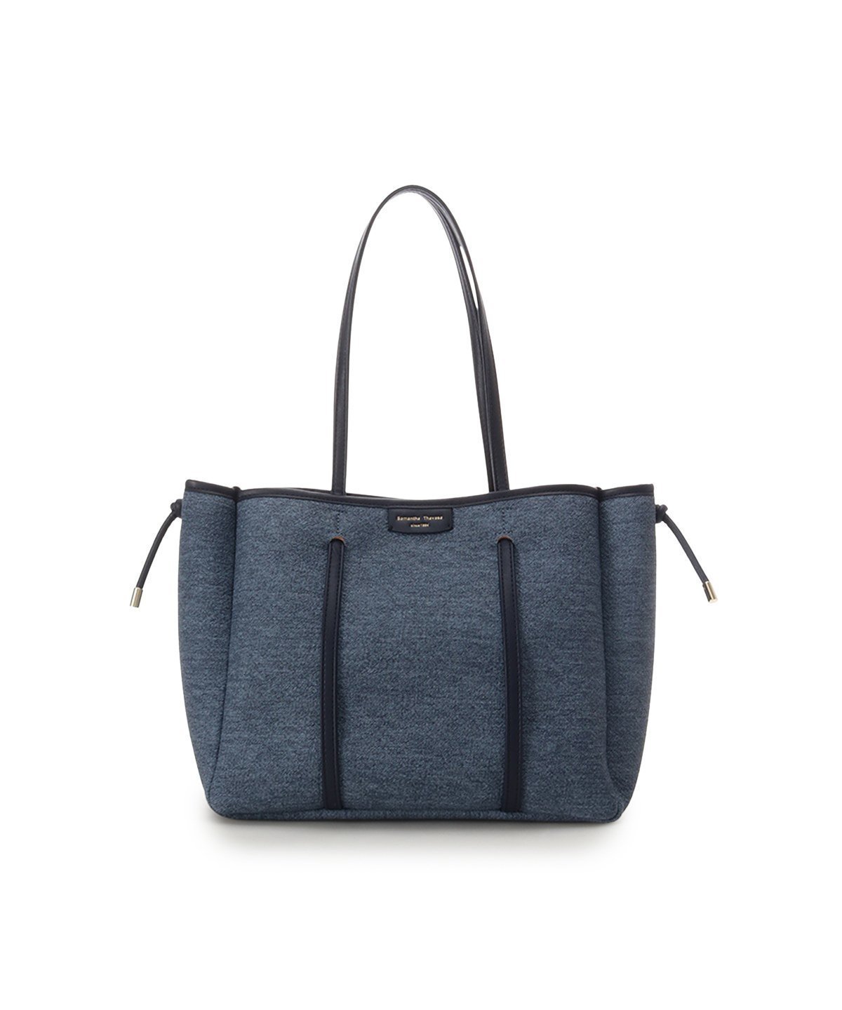 【サマンサタバサ/SamanTha Thavasa】のデニム調キャンバスデザイン 合皮トートバッグ 大サイズ インテリア・キッズ・メンズ・レディースファッション・服の通販 founy(ファニー) 　ファッション　Fashion　レディースファッション　Fashion for Women　バッグ　Bags　キャンバス　Canvas, Canvas Fabric　軽量　Lightweight, Ultra Light　財布　Wallet, Purse　デニム　Denim, Jeans Material　ラップ　Wrap, Wrap Design　ビジネス 仕事 通勤　Business / Work / Commuting　ネイビー|ID: prp329100004837183 ipo3291000000035241470