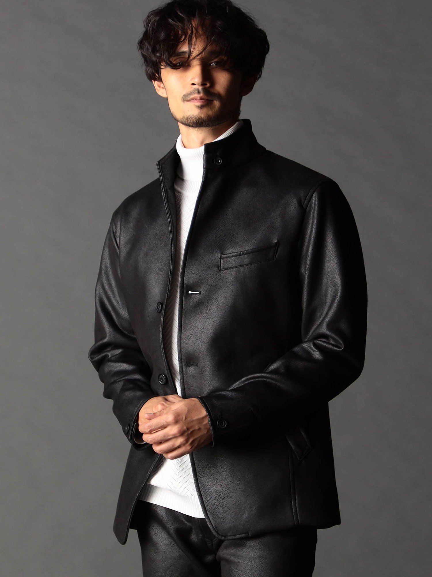 【ニコル/NICOLE / MEN】のスタンドカヴァーオールジャケット インテリア・キッズ・メンズ・レディースファッション・服の通販 founy(ファニー) 　ファッション　Fashion　メンズファッション　Fashion for Men　カットソー　Cut and Sewn Top　今季　This Season, Current Season　シェイプ　Shape, Slim Fit　スタンド　Stand Collar, Upright Stand　ストレッチ　Stretch, Stretchy Fabric　セットアップ　Set-Up, Coordinated Outfit　プリント　Print, Printed Pattern　ポケット　Pocket, Pocket Detail　ワイヤー　Wire, Wired Bra　49ブラック|ID: prp329100004837243 ipo3291000000035242278