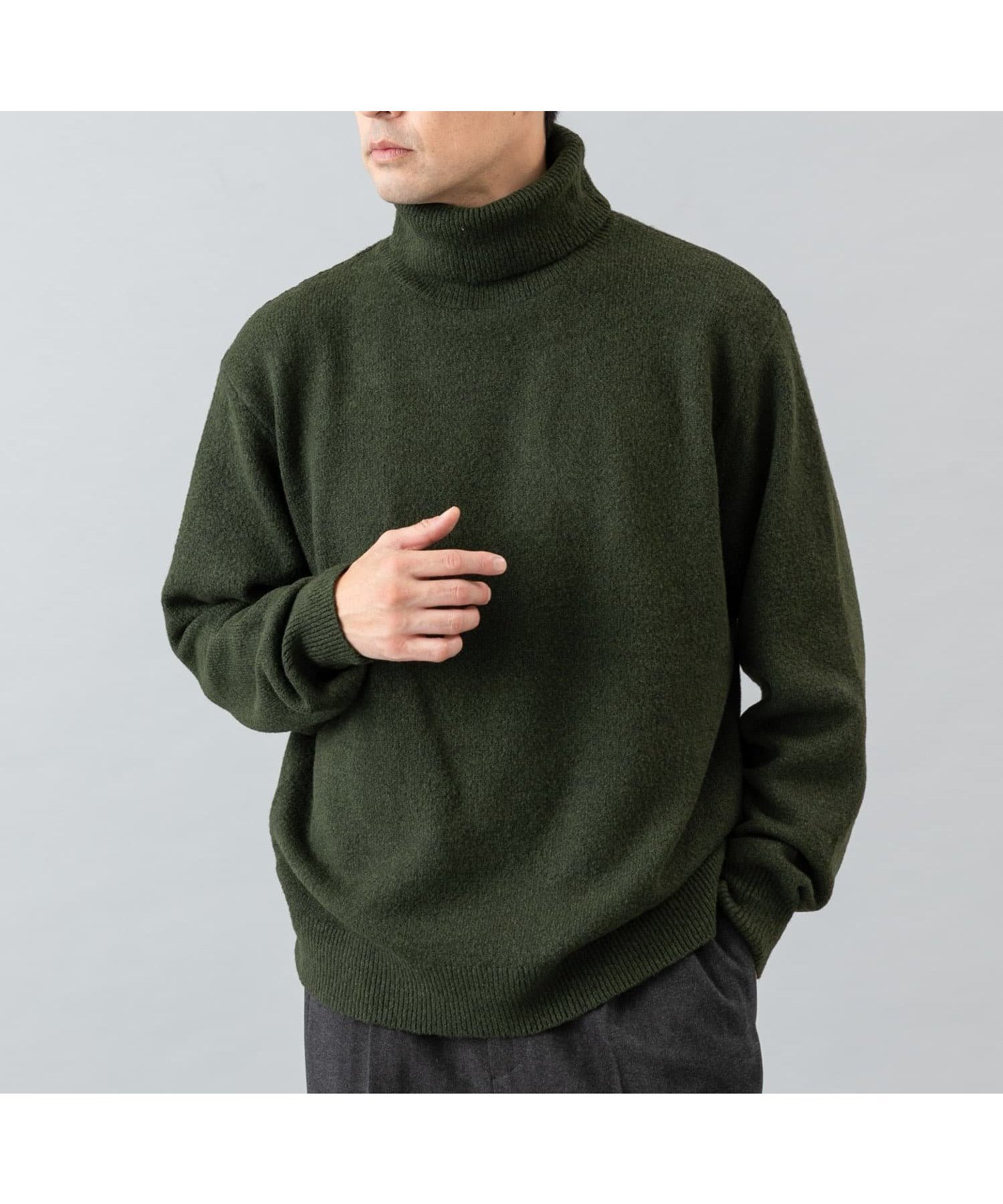 【アーバンリサーチ ロッソ/URBAN RESEARCH ROSSO / MEN】のブークレストレッチタートルニット インテリア・キッズ・メンズ・レディースファッション・服の通販 founy(ファニー) 　ファッション　Fashion　メンズファッション　Fashion for Men　アクリル　Acrylic Material　シンプル　Simple, Minimal　ストレッチ　Stretch, Stretchy Fabric　タートル　Turtleneck, Turtle Collar　タートルネック　Turtleneck, High Neck　フィット　Fit, Slim Fit　リラックス　Relax, Relaxed Fit　ループ　Loop, Loop Knit　A/W・秋冬　Autumn/Winter　冬　Winter / This Winter　2025年　2025　2025-2026秋冬・A/W　Autumn/Winter 2025–26 AW25–26　カーキ|ID: prp329100004837247 ipo3291000000035242325