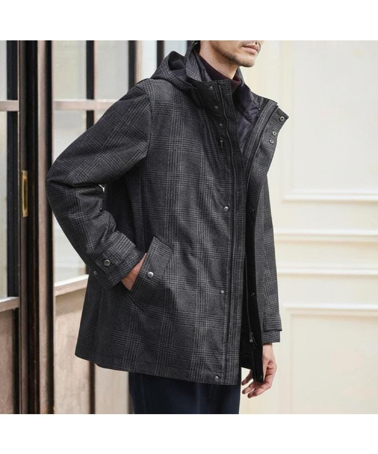 【タケオキクチ/TAKEO KIKUCHI / MEN】の【3WAY】グレンチェック ダウンライナー ブルゾン 人気、トレンドファッション・服の通販 founy(ファニー) 　ファッション　Fashion　メンズファッション　Fashion for Men　インナー　Innerwear　軽量　Lightweight, Ultra Light　シャドー　Shadow, Subtle Pattern　ジャカード／ジャガード　Jacquard, Woven Pattern　ジャケット　Jacket, Outerwear　スタイリッシュ　Stylish, Fashionable　ストレッチ　Stretch, Stretchy Fabric　スマート　Smart, Elegant　スーツ　Suit, Formalwear　ダウン　Down, Puffer　チェック　Check, Plaid, Tartan　ブルゾン　Blouson, Bomber Jacket　ポケット　Pocket, Pocket Detail　無地　Plain, Solid Color　ライナー　Liner, Inner Layer　冬　Winter / This Winter　おすすめ　Recommended / Our Picks　 other-1|ID: prp329100004837256 ipo3291000000035242429