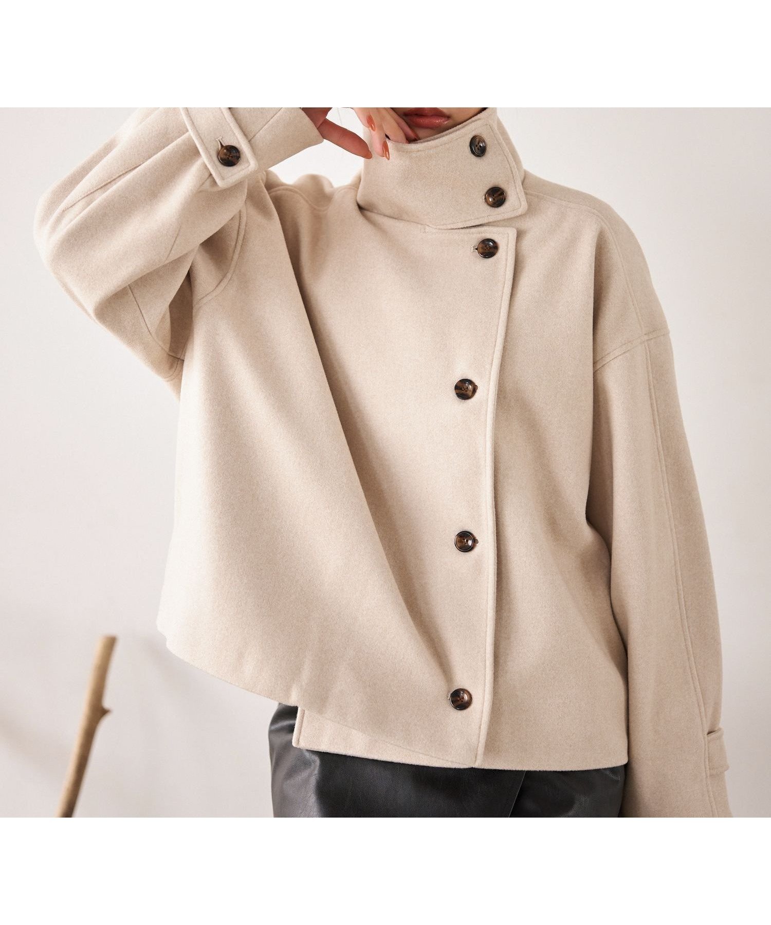 【ミスティ ウーマン/mysty woman】のスタンドカラーショートコート 人気、トレンドファッション・服の通販 founy(ファニー) 　ファッション　Fashion　レディースファッション　Fashion for Women　アウター　Coat / Outerwear Collection　コート・ロングコート・ピーコート　Long Coats, Peacoats & More　ショート　Short, Short Length　スタンド　Stand Collar, Upright Stand　デニム　Denim, Jeans Material　ビッグ　Big, Oversized　フレア　Flare, Flared　ロング　Long, Long-Length　 other-1|ID: prp329100004837265 ipo3291000000035242515