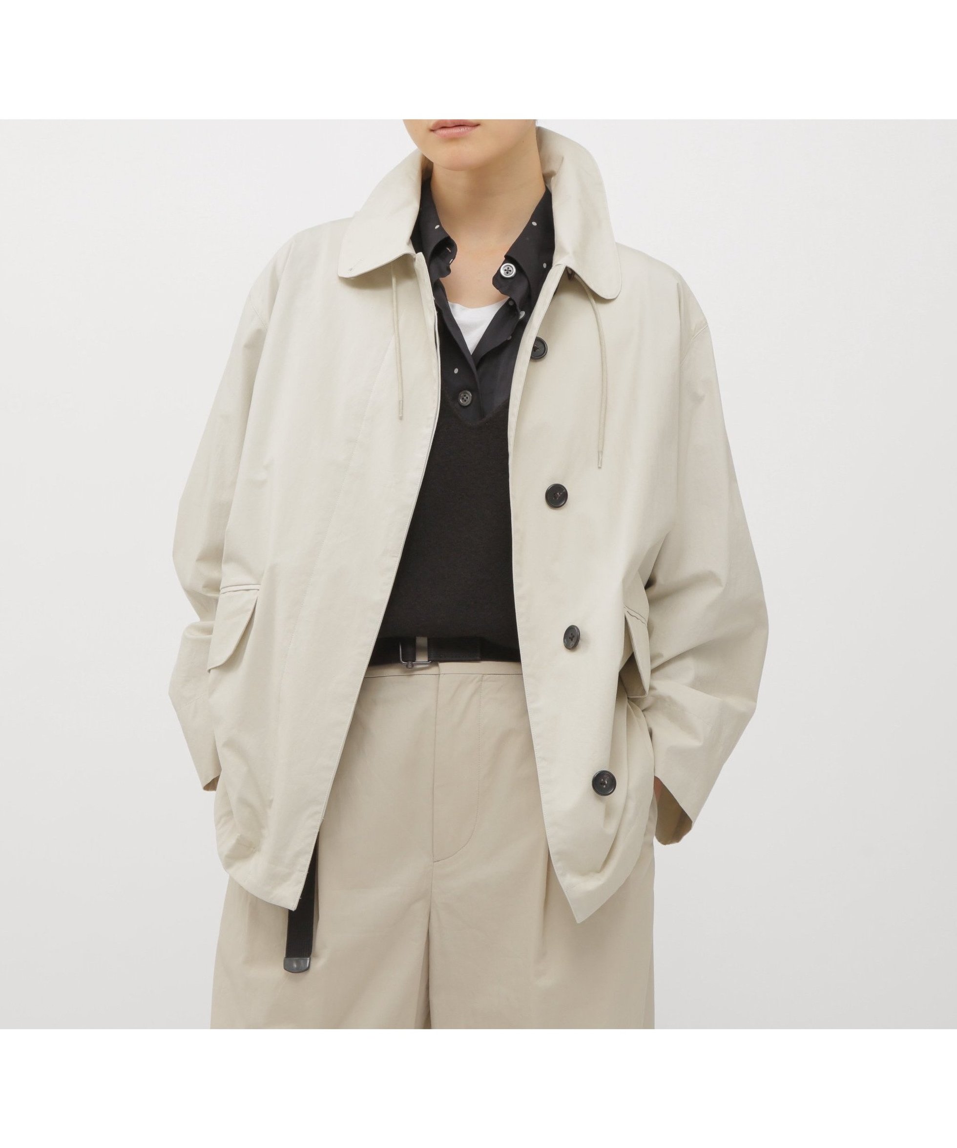 【マーガレットハウエル/MARGARET HOWELL】のDENSE COTTON POPLIN BLOUSON インテリア・キッズ・メンズ・レディースファッション・服の通販 founy(ファニー) 　ファッション　Fashion　レディースファッション　Fashion for Women　アウター　Coat / Outerwear Collection　ブルゾンジャケット・スポーティアウター　Blouson Jackets　カフス　Cuff Design　トレンチ　Trench, Trench Coat　ブルゾン　Blouson, Bomber Jacket　ロールアップ　Roll-Up, Cuffed Hem　ECRU2|ID: prp329100004837306 ipo3291000000035243097