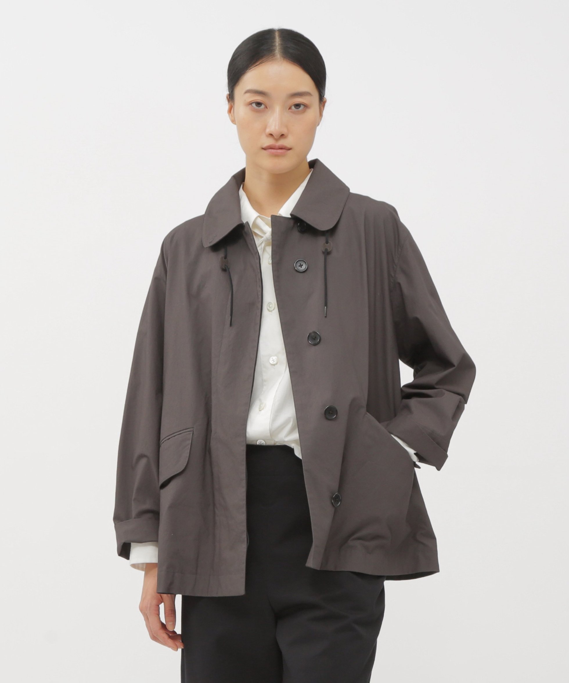 【マーガレットハウエル/MARGARET HOWELL】のDENSE COTTON POPLIN BLOUSON インテリア・キッズ・メンズ・レディースファッション・服の通販 founy(ファニー) 　ファッション　Fashion　レディースファッション　Fashion for Women　アウター　Coat / Outerwear Collection　ブルゾンジャケット・スポーティアウター　Blouson Jackets　カフス　Cuff Design　トレンチ　Trench, Trench Coat　ブルゾン　Blouson, Bomber Jacket　ロールアップ　Roll-Up, Cuffed Hem　SMOKE8|ID: prp329100004837306 ipo3291000000035243098