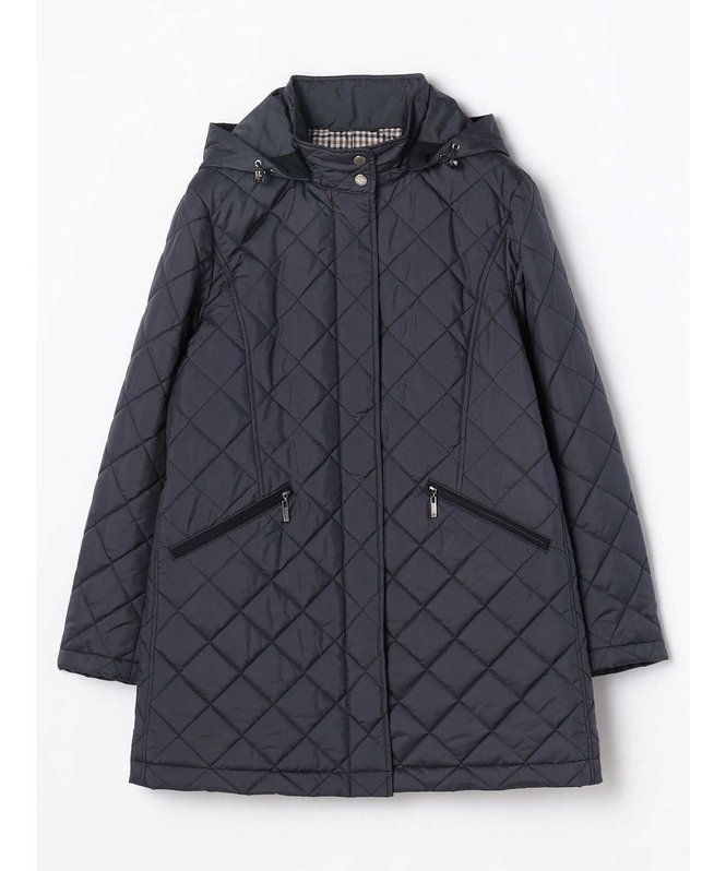 【アクアスキュータム/Aquascutum】のキルティングコート インテリア・キッズ・メンズ・レディースファッション・服の通販 founy(ファニー) 　ファッション　Fashion　レディースファッション　Fashion for Women　アウター　Coat / Outerwear Collection　コート・ロングコート・ピーコート　Long Coats, Peacoats & More　キルティング　Quilted, Quilting　シルク　Silk, 100% Silk　タフタ　Taffeta, Structured Fabric　チェック　Check, Plaid, Tartan　トレンド　Trend, Trending Now　ドット　Polka Dot, Dot Pattern　定番　Standard, Basic Item　ベーシック　Basic, Essential　防寒　Cold Protection, Winter-Ready　ネイビー|ID: prp329100004837313 ipo3291000000035243210