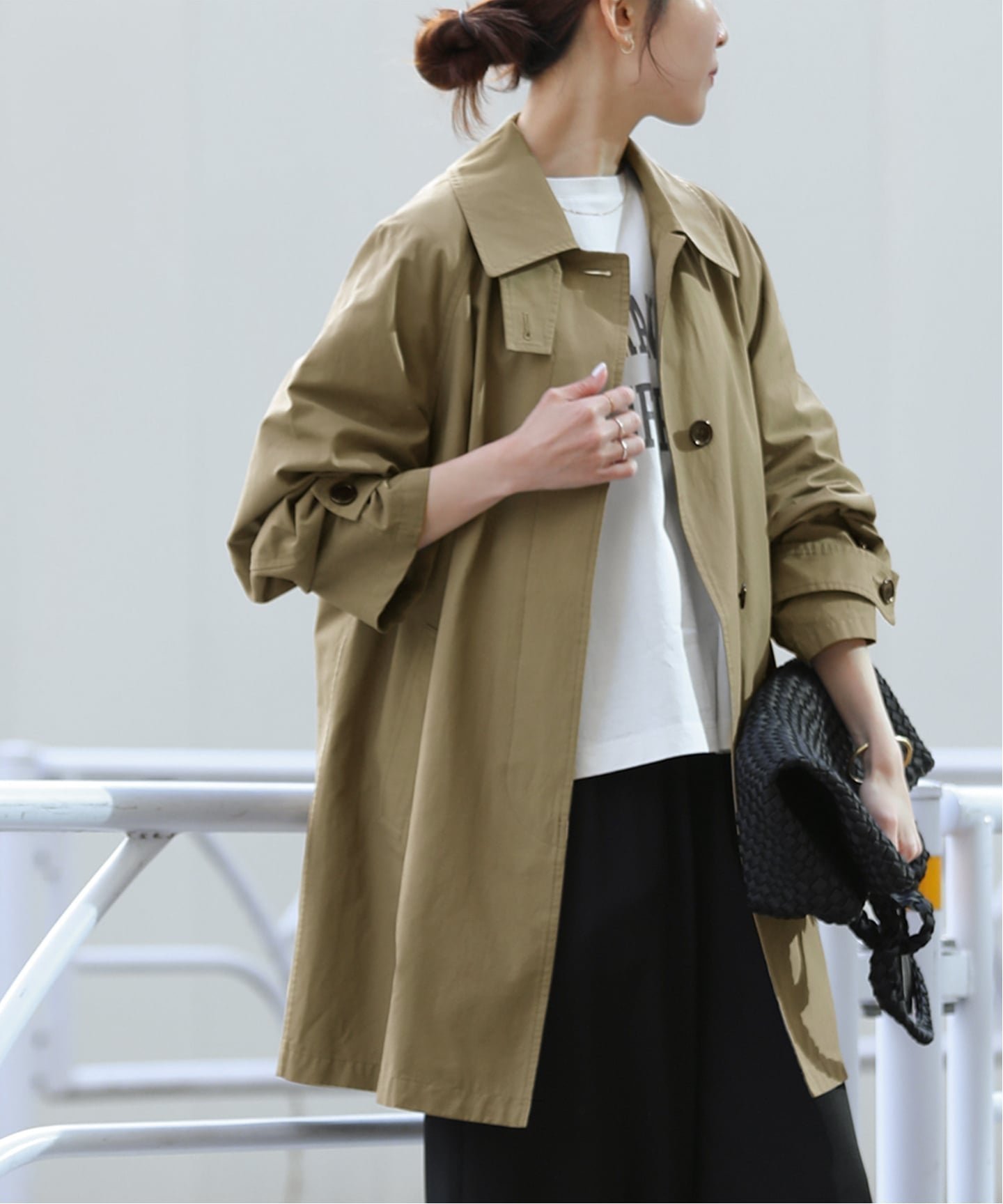 【ジャーナルスタンダード レリューム/JOURNAL STANDARD relume】の26SS新作 コットンナイロンAラインステンコート インテリア・キッズ・メンズ・レディースファッション・服の通販 founy(ファニー) 　ファッション　Fashion　レディースファッション　Fashion for Women　アウター　Coat / Outerwear Collection　コート・ロングコート・ピーコート　Long Coats, Peacoats & More　2026年　2026　スタンド　Stand Collar, Upright Stand　フロント　Front, Front Design　ミドル　Middle Length, Mid Height　ロング　Long, Long-Length　カーキ|ID: prp329100004837401 ipo3291000000035244120