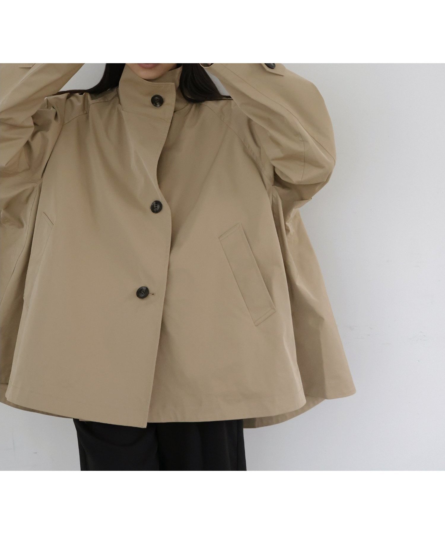 【ヘラム/hellam】のスタンドカラーケープトレンチコート 人気、トレンドファッション・服の通販 founy(ファニー) 　ファッション　Fashion　レディースファッション　Fashion for Women　アウター　Coat / Outerwear Collection　コート・ロングコート・ピーコート　Long Coats, Peacoats & More　トレンチコート / 春秋の定番アウター　Trench Coats　トレンチ　Trench, Trench Coat　フォルム　Silhouette, Form　 other-1|ID: prp329100004837403 ipo3291000000035244138