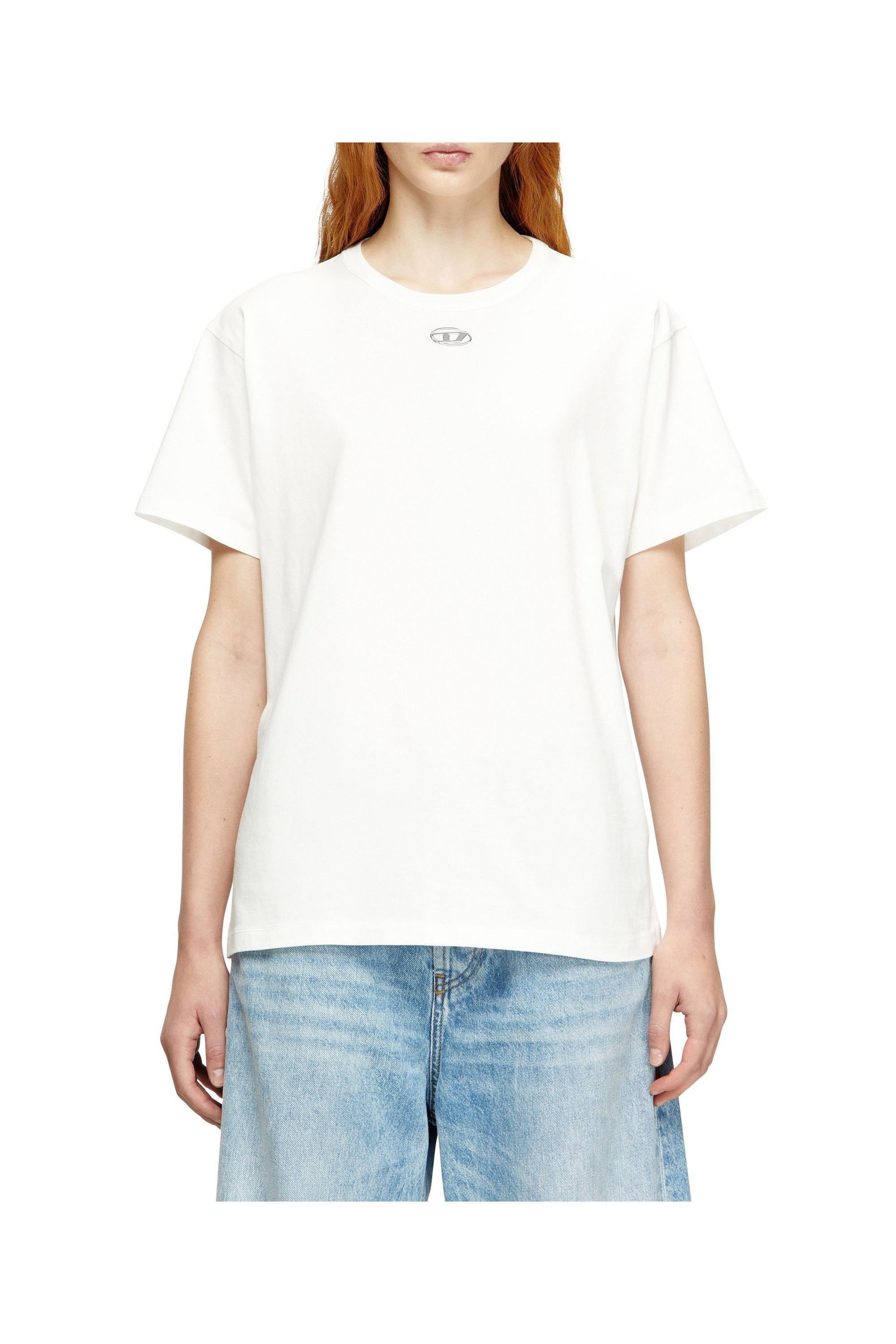 【ディーゼル/DIESEL】のウィメンズ Tシャツ T-NORMY-OD-S1 インテリア・キッズ・メンズ・レディースファッション・服の通販 founy(ファニー) 　ファッション　Fashion　レディースファッション　Fashion for Women　トップス・カットソー　Cut & Sew Tops　シャツ・ブラウス・オフィスカジュアル　Elegant Blouses & Button-Ups　ロングTシャツ・Tシャツ　Longline T-Shirts & Tees　なめらか　Smooth, Silky Texture　オーバル　Oval Design　シルバー　Silver, Metallic Silver　シンプル　Simple, Minimal　フィット　Fit, Slim Fit　フロント　Front, Front Design　レギュラー　Regular, Standard Fit　ホワイト系その他|ID: prp329100004837459 ipo3291000000035244805