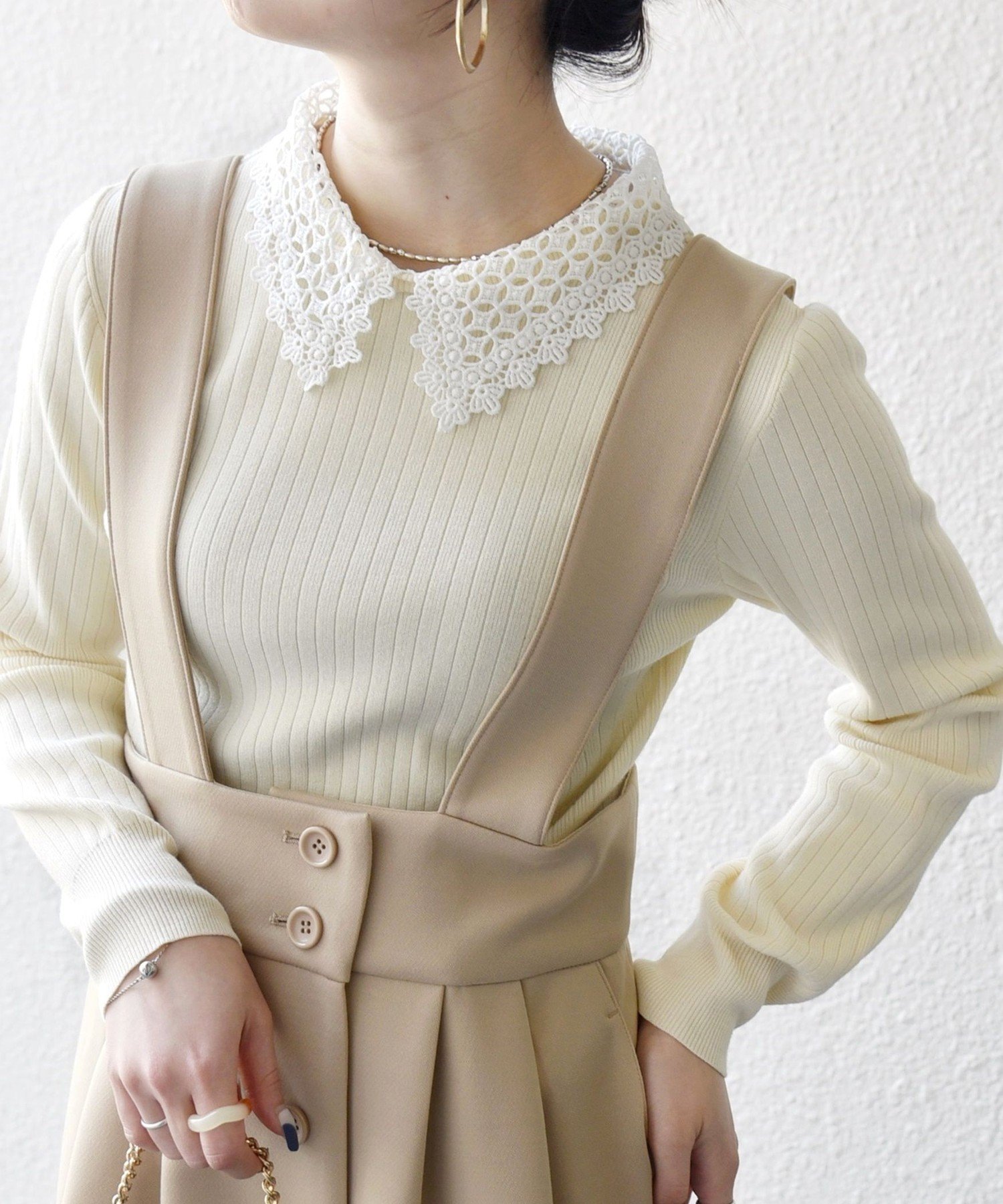 【シップス フォー ウィメン/SHIPS】のSHIPS any 手洗い可能 2WAY レース カラー リブ ニット プルオーバー 人気、トレンドファッション・服の通販 founy(ファニー) 　ファッション　Fashion　レディースファッション　Fashion for Women　トップス・カットソー　Cut & Sew Tops　ニット　Knit Tops & Sweaters　カジュアルプルオーバー・ニットトップス　Pullovers & Knit Tops / Casual Pullovers　洗える　Machine Washable　シンプル　Simple, Minimal　透かし　Cut-Out, Lacework　デニム　Denim, Jeans Material　ベーシック　Basic, Essential　ボトム　Bottoms, Lower Wear　リブニット　Rib Knit, Ribbed Knit　レース　Lace, Lace Fabric　ロング　Long, Long-Length　おすすめ　Recommended / Our Picks　2026年　2026　 other-1|ID: prp329100004837460 ipo3291000000035244815