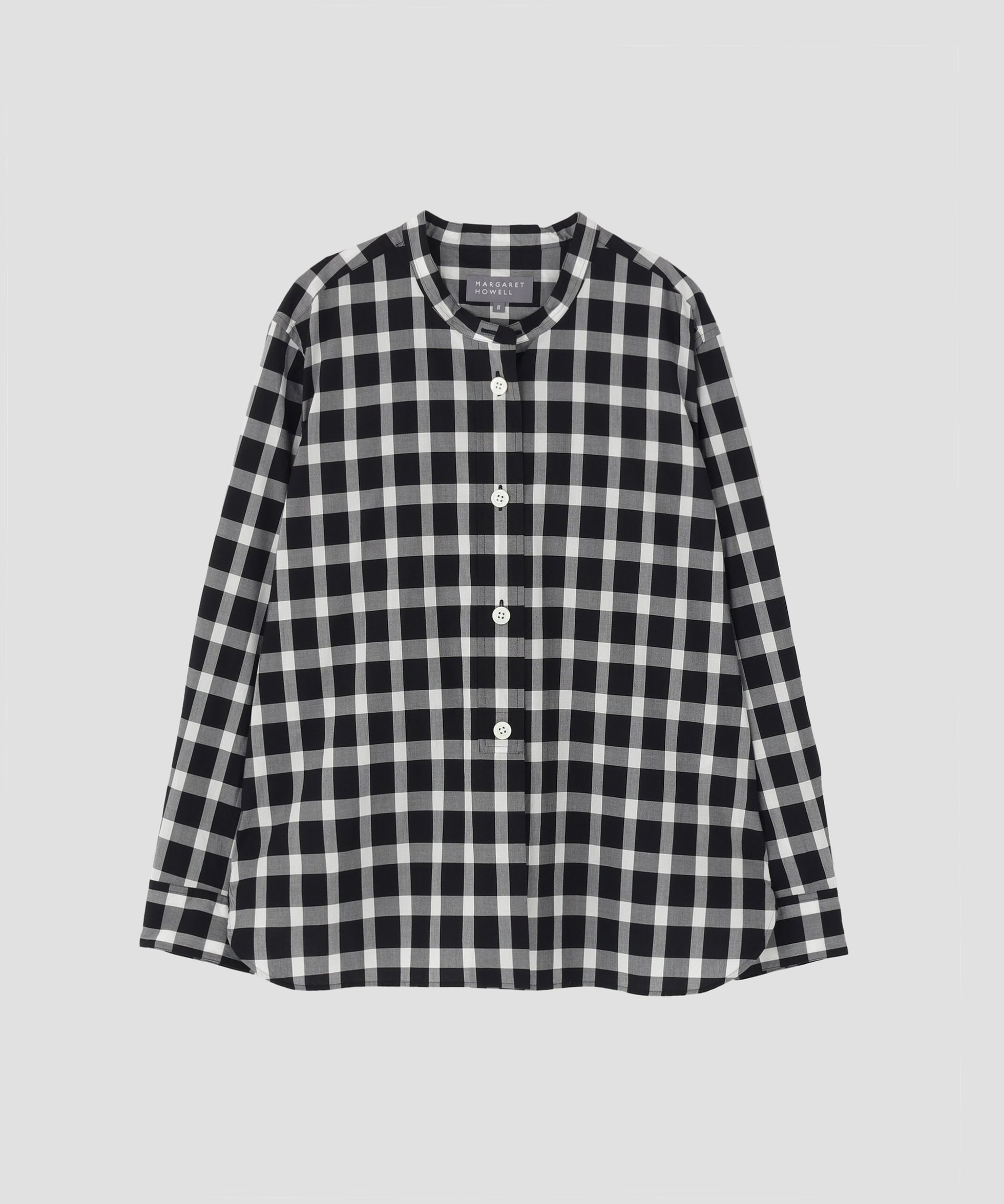 【マーガレットハウエル/MARGARET HOWELL】のCOTTON CHECK SHIRT インテリア・キッズ・メンズ・レディースファッション・服の通販 founy(ファニー) 　ファッション　Fashion　レディースファッション　Fashion for Women　トップス・カットソー　Cut & Sew Tops　シャツ・ブラウス・オフィスカジュアル　Elegant Blouses & Button-Ups　チェック　Check, Plaid, Tartan　バランス　Balance, Style Balance　モノトーン　Monotone, Black and White　定番　Standard, Basic Item　BLACK / WHITE1|ID: prp329100004837484 ipo3291000000035245139