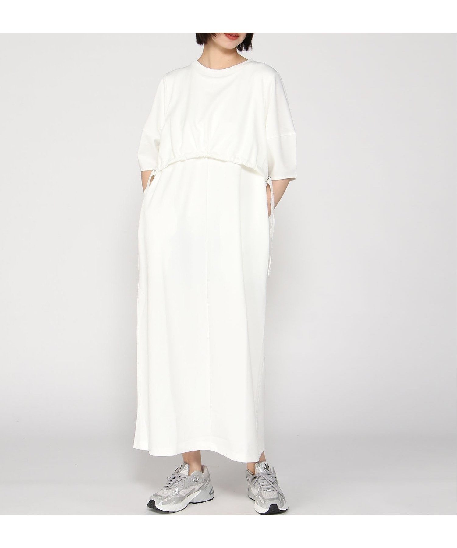 【ラナン/Ranan】のRanan/ギャザーレイヤードワンピース インテリア・キッズ・メンズ・レディースファッション・服の通販 founy(ファニー) 　ファッション　Fashion　レディースファッション　Fashion for Women　ワンピース　Dresses　ギャザー　Gathered, Ruffled　サンダル　Sandals, Summer Shoes　ストレート　Straight, Straight Cut　スニーカー　Sneakers, Trainers　スリーブ　Sleeve, Long Sleeve / Short Sleeve　ネックレス　Necklace, Pendant Necklace　バランス　Balance, Style Balance　ポケット　Pocket, Pocket Detail　アイボリー|ID: prp329100004837488 ipo3291000000035245205