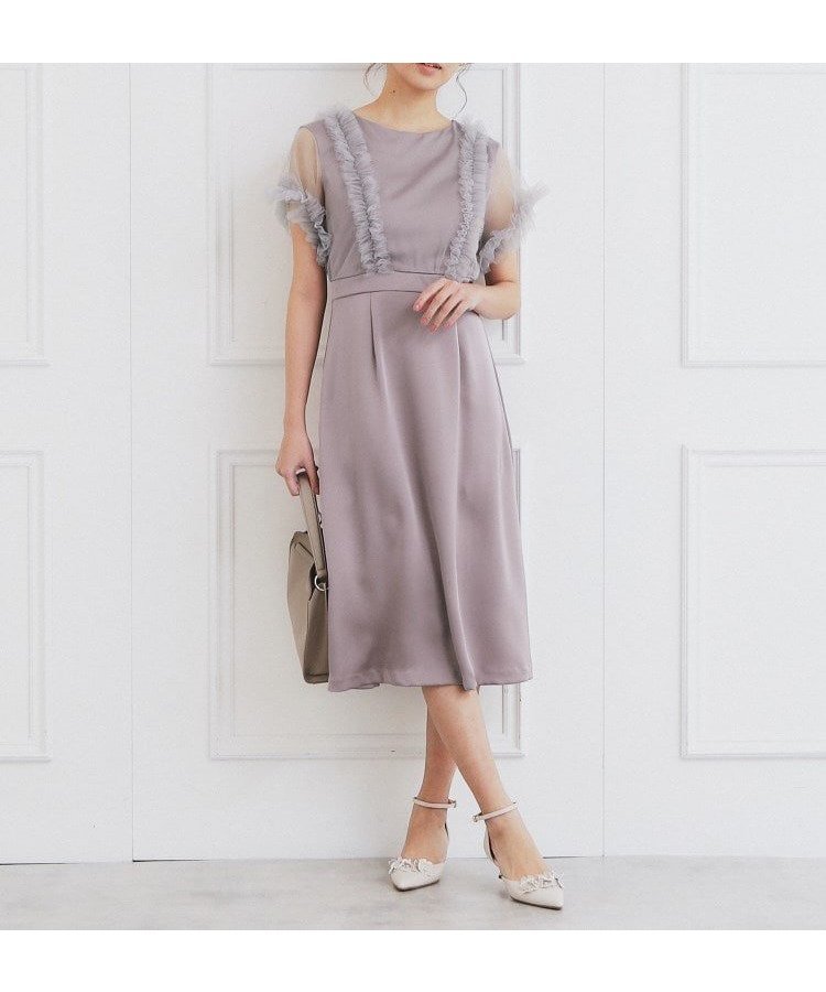 【インデックス/INDEX】のチュールフリルレイヤードサテンワンピース【洗濯機洗い可】 インテリア・キッズ・メンズ・レディースファッション・服の通販 founy(ファニー) 　ファッション　Fashion　レディースファッション　Fashion for Women　ワンピース　Dresses　おすすめ　Recommended / Our Picks　エレガント 上品　Elegant　シアー　Sheer, See-Through　スマート　Smart, Elegant　スリーブ　Sleeve, Long Sleeve / Short Sleeve　チュール　Tulip, Tulip Motif　フィット　Fit, Slim Fit　フリル　Frill, Ruffle　ポケット　Pocket, Pocket Detail　ラベンダー|ID: prp329100004837495 ipo3291000000035245298