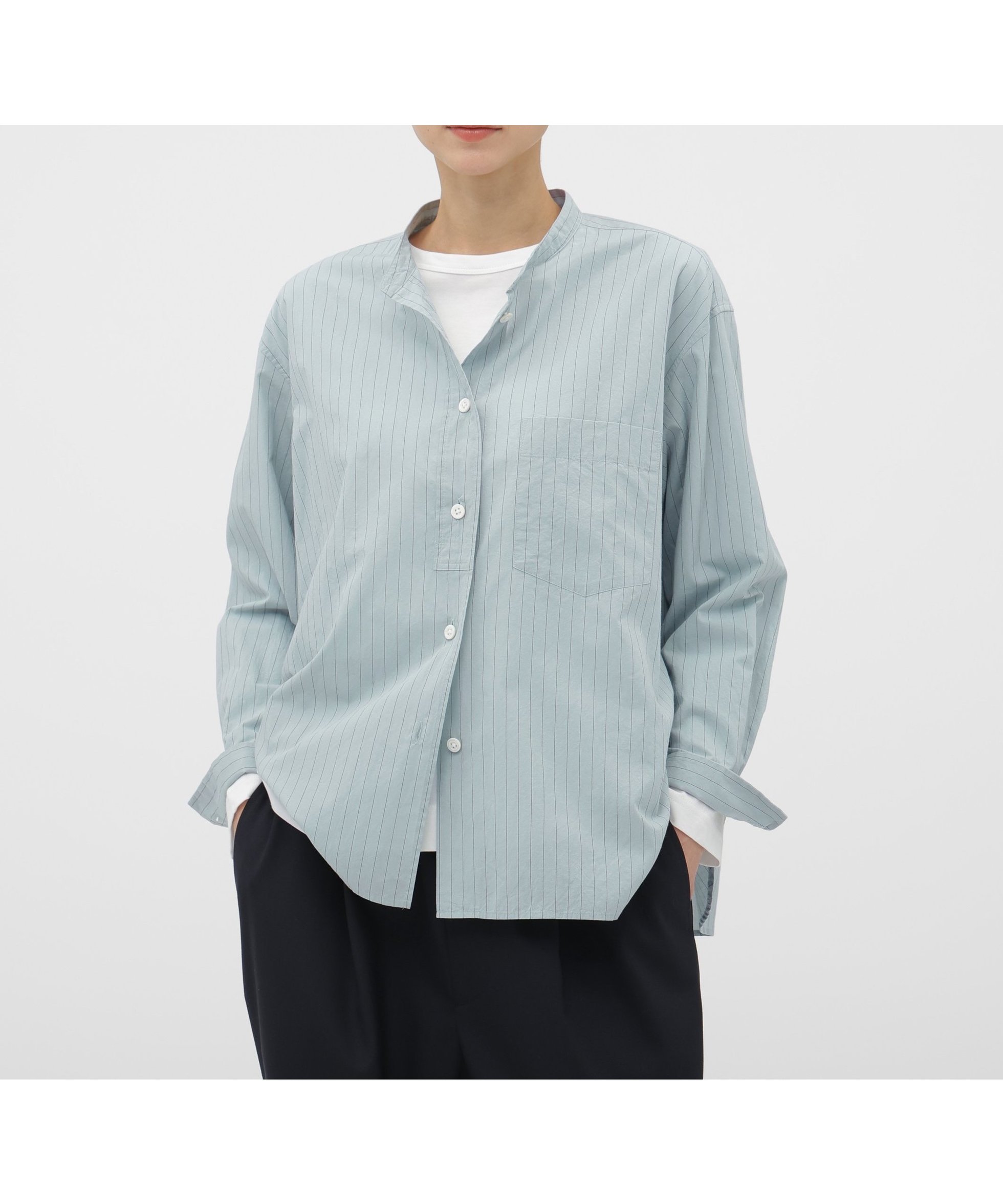 【マーガレットハウエル/MARGARET HOWELL】のSIMPLE STRIPE COTTON SHIRT インテリア・キッズ・メンズ・レディースファッション・服の通販 founy(ファニー) 　ファッション　Fashion　レディースファッション　Fashion for Women　トップス・カットソー　Cut & Sew Tops　シャツ・ブラウス・オフィスカジュアル　Elegant Blouses & Button-Ups　ストライプ　Stripe, Striped Pattern　ベーシック　Basic, Essential　エレガント 上品　Elegant　PALE BLUE1|ID: prp329100004837504 ipo3291000000035245357
