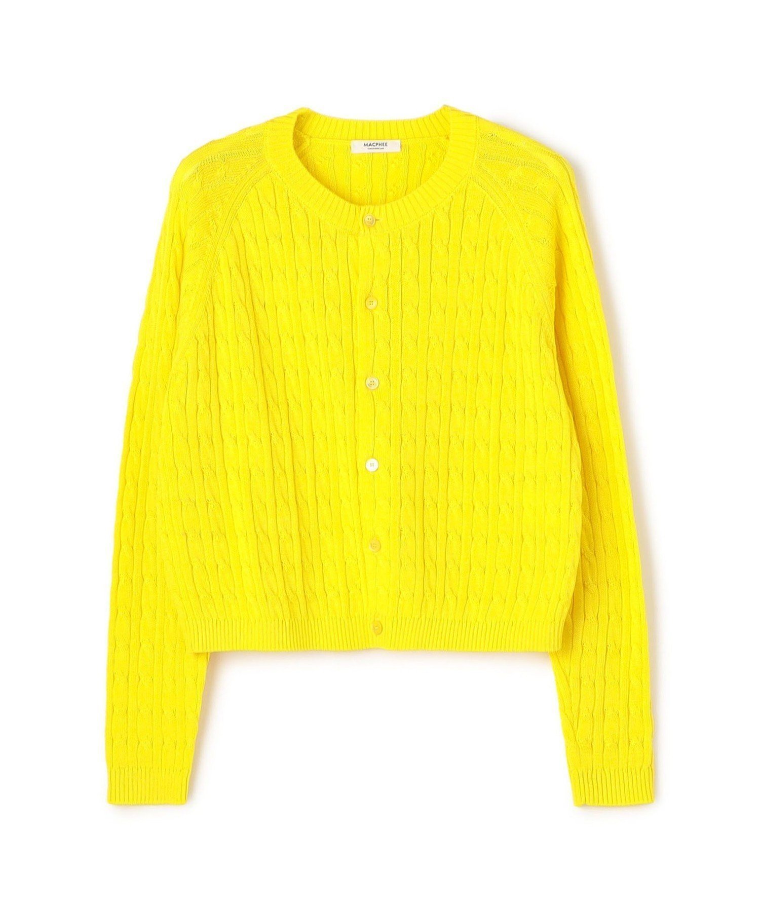 【トゥモローランド/TOMORROWLAND】のギザケーブル クルーネックカーディガン インテリア・キッズ・メンズ・レディースファッション・服の通販 founy(ファニー) 　ファッション　Fashion　レディースファッション　Fashion for Women　トップス・カットソー　Cut & Sew Tops　カーディガン・羽織り　Layered Style Cardigans　インナー　Innerwear　カーディガン　Cardigan, Knitwear　コンパクト　Compact, Small Size　シルケット　Silket, Silky Cotton　ジャケット　Jacket, Outerwear　スリーブ　Sleeve, Long Sleeve / Short Sleeve　フロント　Front, Front Design　ロング　Long, Long-Length　エレガント 上品　Elegant　定番　Standard, Basic Item　23 イエロー|ID: prp329100004837524 ipo3291000000035245638