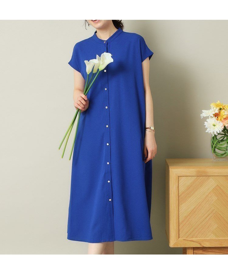 【イッツデモ/ITS' DEMO】の【UVケア/吸水速乾/洗濯機OK/冷感】麻調合繊前開きワンピース ラク服シリーズ インテリア・キッズ・メンズ・レディースファッション・服の通販 founy(ファニー) 　ファッション　Fashion　レディースファッション　Fashion for Women　ワンピース　Dresses　スマート　Smart, Elegant　ポケット　Pocket, Pocket Detail　吸水　Absorbent, Quick-Dry　羽織　Haori, Light Jacket　ブルー|ID: prp329100004837552 ipo3291000000035245909