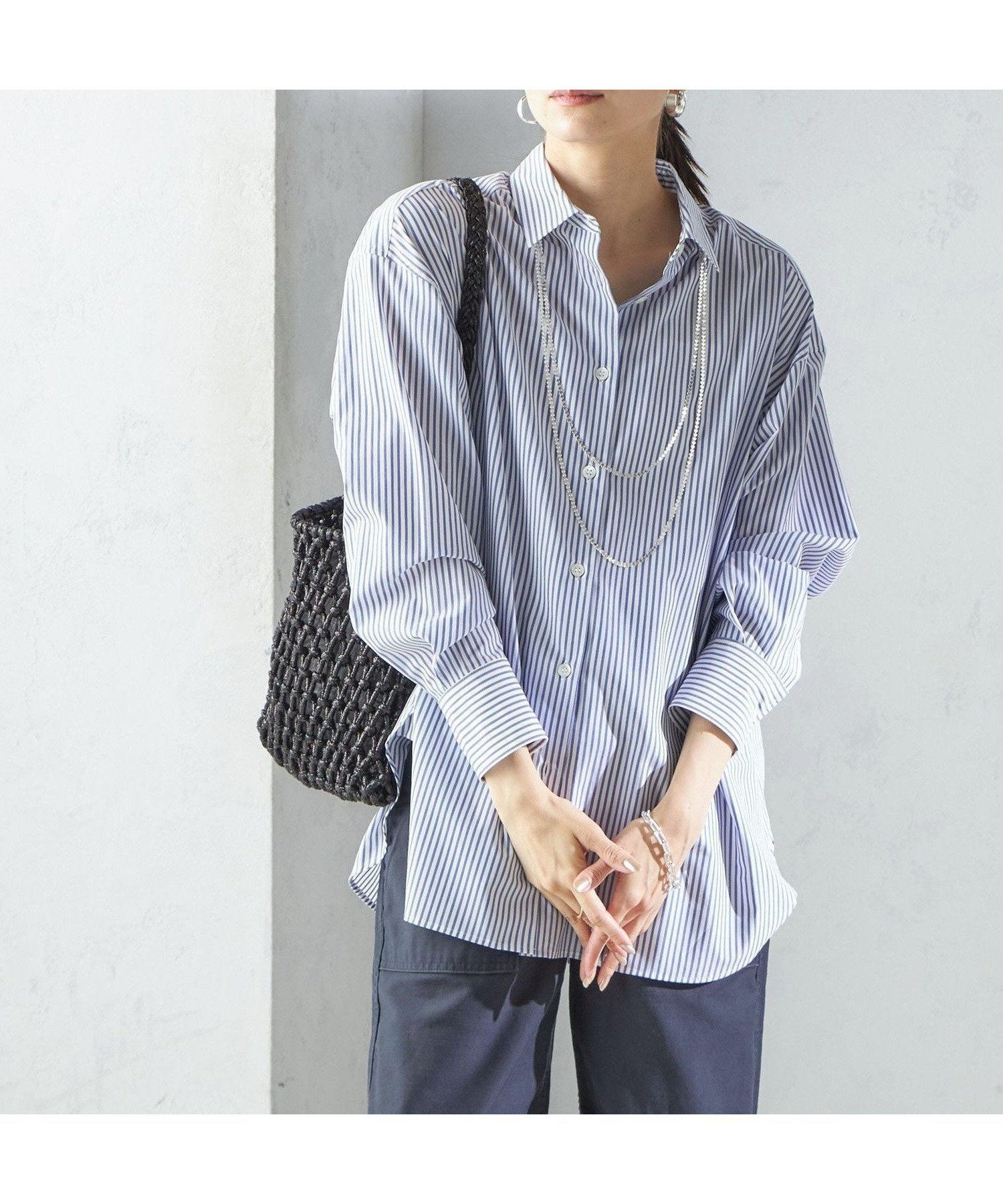 【シップス フォー ウィメン/SHIPS】のSHIPS Primary Navy Label コットン タイプライター ビッグ シャツ 人気、トレンドファッション・服の通販 founy(ファニー) 　ファッション　Fashion　レディースファッション　Fashion for Women　トップス・カットソー　Cut & Sew Tops　シャツ・ブラウス・オフィスカジュアル　Elegant Blouses & Button-Ups　ストライプ　Stripe, Striped Pattern　タイプライター　Typewriter Fabric, Crisp Cotton　デニム　Denim, Jeans Material　バランス　Balance, Style Balance　ビッグ　Big, Oversized　ベーシック　Basic, Essential　ボトム　Bottoms, Lower Wear　無地　Plain, Solid Color　おすすめ　Recommended / Our Picks　 other-1|ID: prp329100004837568 ipo3291000000035246053