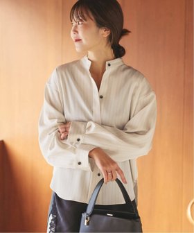 【プラージュ/Plage】のPin stripeバンドカラーシャツ 人気、トレンドファッション・服の通販 founy(ファニー) ファッション Fashion レディースファッション Fashion for Women トップス・カットソー Cut & Sew Tops シャツ・ブラウス・オフィスカジュアル Elegant Blouses & Button-Ups おすすめ Recommended / Our Picks とろみ Fluid, Flowy Fabric シンプル Simple, Minimal セットアップ Set-Up, Coordinated Outfit フロント Front, Front Design |ID:prp329100004837580