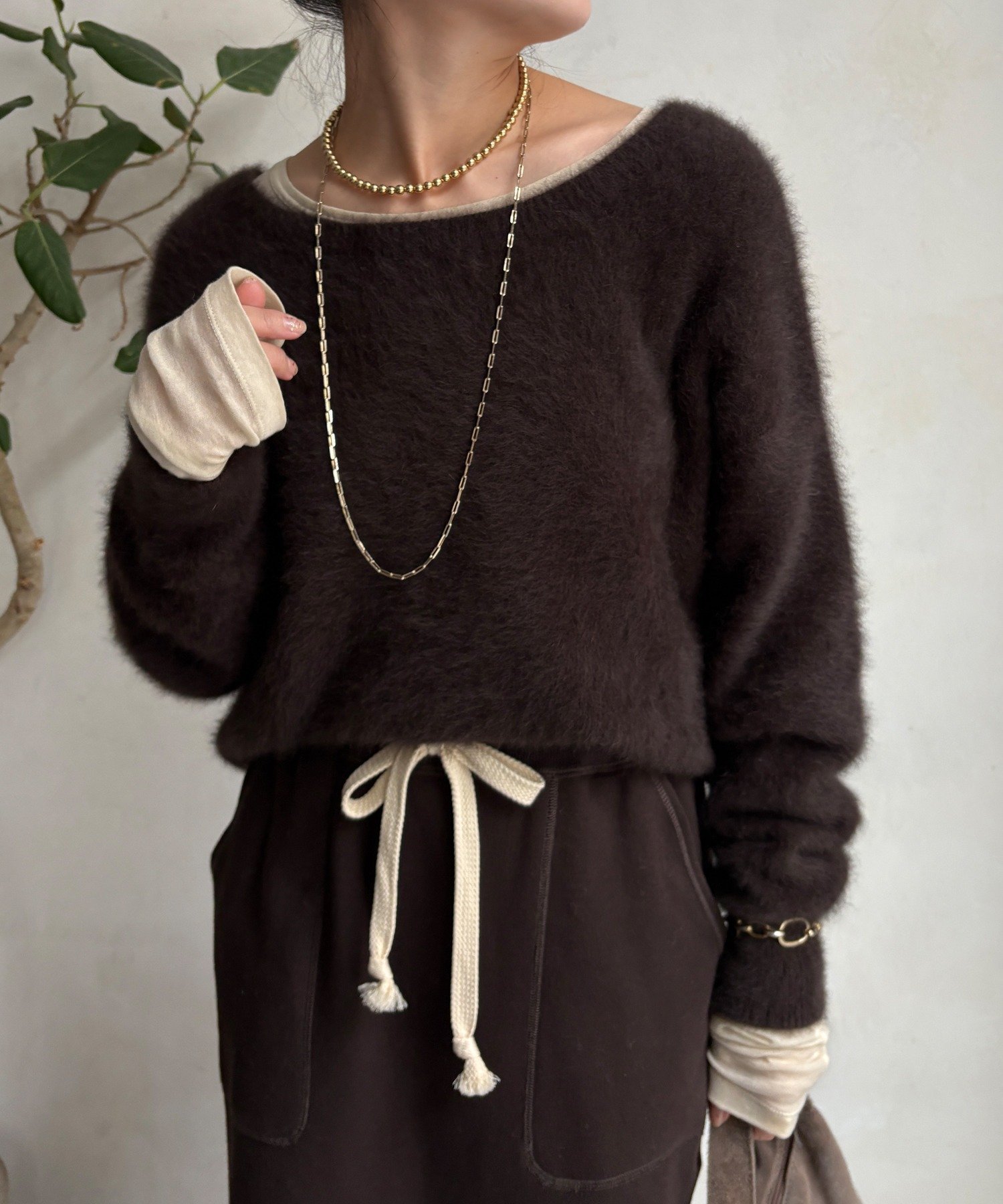 【ドゥドゥ/DouDou】のファーカシミヤプルオーバー インテリア・キッズ・メンズ・レディースファッション・服の通販 founy(ファニー) 　ファッション　Fashion　レディースファッション　Fashion for Women　トップス・カットソー　Cut & Sew Tops　カジュアルプルオーバー・ニットトップス　Pullovers & Knit Tops / Casual Pullovers　2025年　2025　2025-2026秋冬・A/W　Autumn/Winter 2025–26 AW25–26　冬　Winter / This Winter　コンパクト　Compact, Small Size　バランス　Balance, Style Balance　フォックス　Fox, Fox Fur　ベーシック　Basic, Essential　ボトム　Bottoms, Lower Wear　A/W・秋冬　Autumn/Winter　ブラウン|ID: prp329100004837587 ipo3291000000035246280