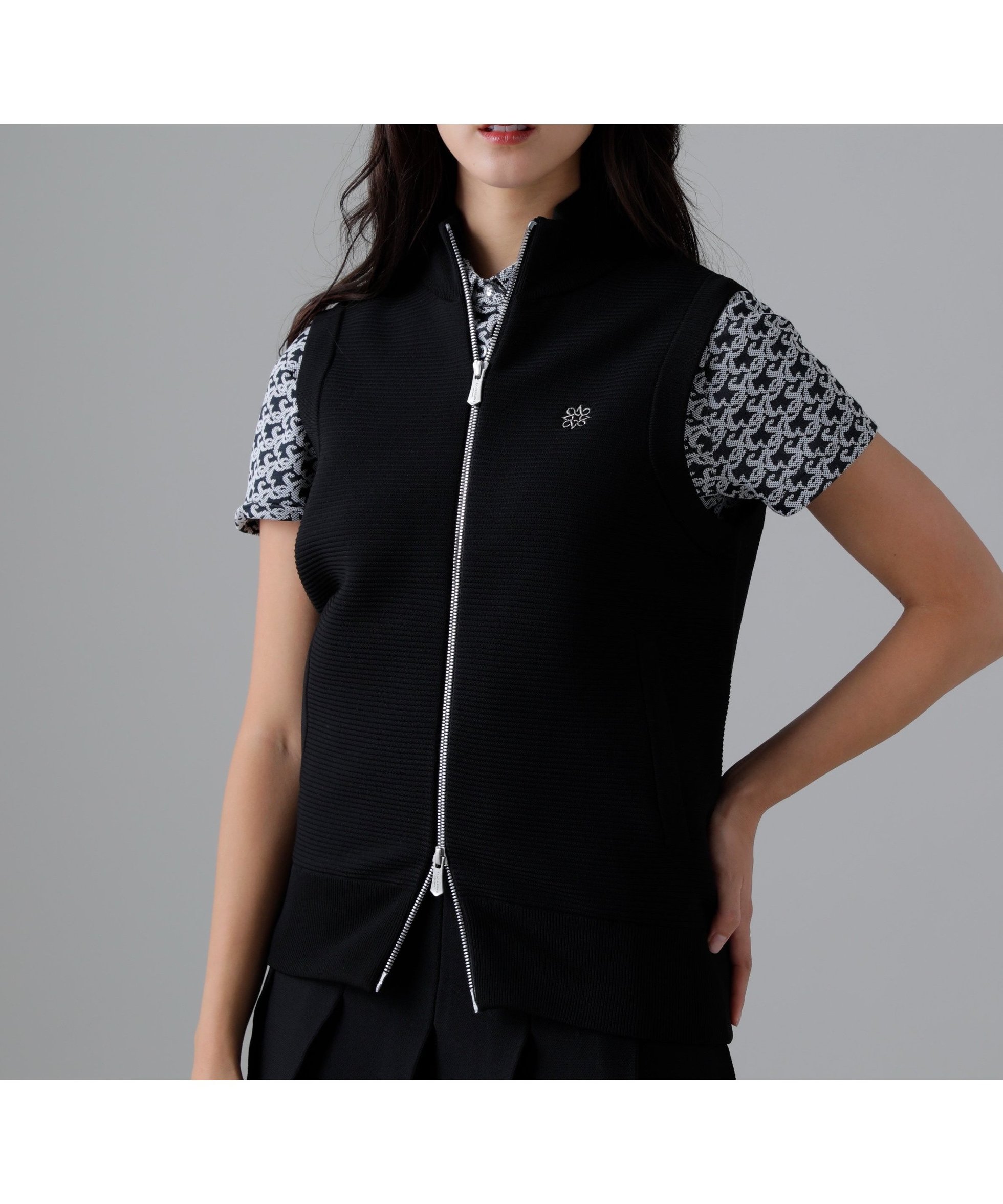 【セントアンドリュース/St ANDREWS】の14Gフルジップアップニットベスト (WOMENS) インテリア・キッズ・メンズ・レディースファッション・服の通販 founy(ファニー) 　ファッション　Fashion　レディースファッション　Fashion for Women　アウター　Coat / Outerwear Collection　トップス・カットソー　Cut & Sew Tops　ニット　Knit Tops & Sweaters　ベスト&ジレ / 重ね着スタイル　Vests & Gilets　インナー　Innerwear　ゴルフ　Golf　バランス　Balance, Style Balance　フロント　Front, Front Design　軽量　Lightweight, Ultra Light　ブラック|ID: prp329100004837597 ipo3291000000035246698
