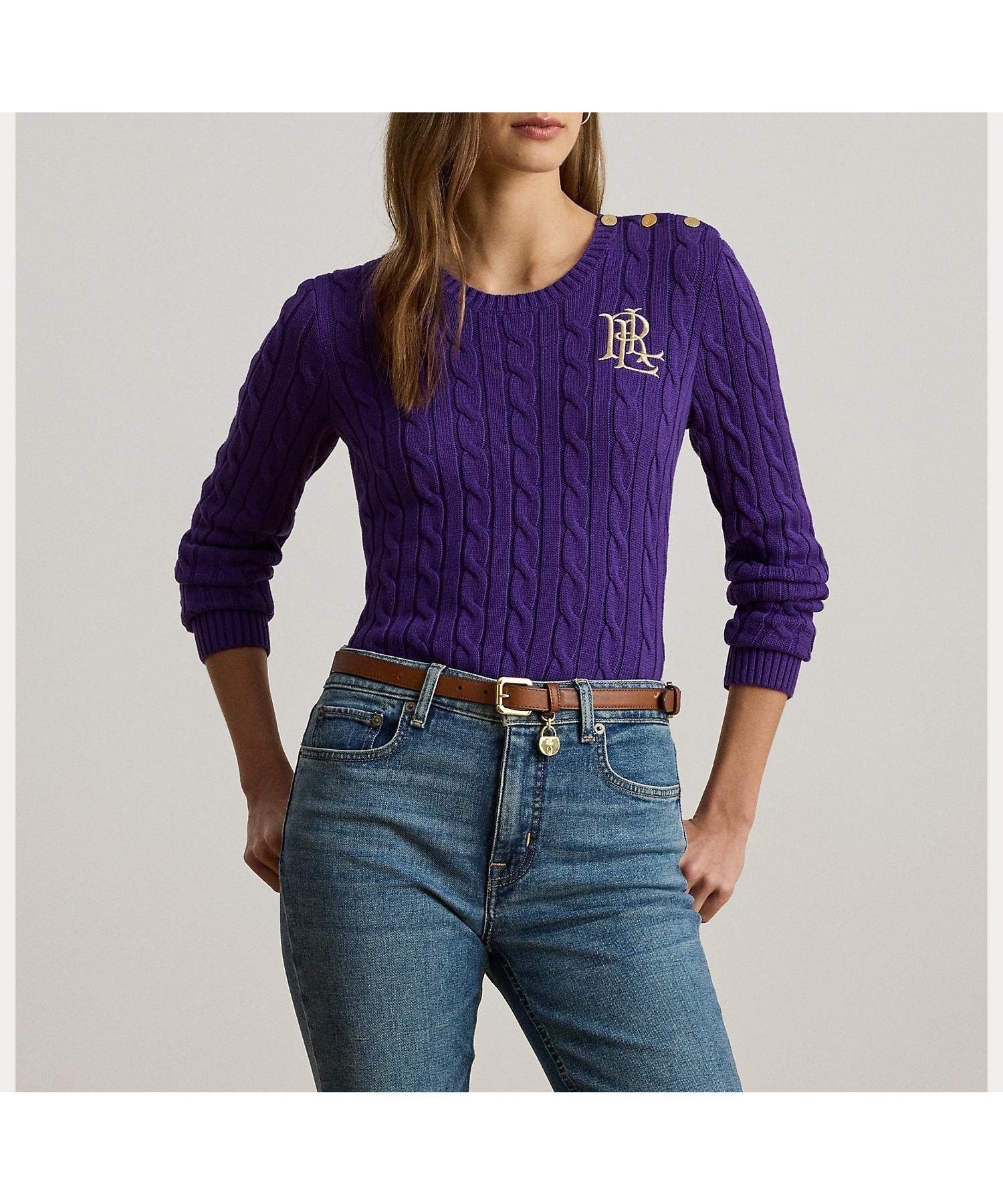 【ラルフローレン/RALPH LAUREN】のボタントリム ケーブルニット コットン セーター 人気、トレンドファッション・服の通販 founy(ファニー) 　ファッション　Fashion　レディースファッション　Fashion for Women　トップス・カットソー　Cut & Sew Tops　ニット　Knit Tops & Sweaters　クラシック　Classic, Timeless Style　スリム　Slim, Slim Fit　セーター　Sweater, Knitwear　長袖　Long Sleeve, Full Sleeve　フィット　Fit, Slim Fit　 other-1|ID: prp329100004837599 ipo3291000000035246711