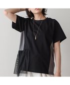 【バブ ブージュルード/Bab Bou Jeloud】の裾メッシュ切替プルオーバー 人気、トレンドファッション・服の通販 founy(ファニー) ファッション Fashion レディースファッション Fashion for Women トップス・カットソー Cut & Sew Tops カジュアルプルオーバー・ニットトップス Pullovers & Knit Tops / Casual Pullovers カットソー Cut and Sewn Top シルケット Silket, Silky Cotton チュール Tulip, Tulip Motif デニム Denim, Jeans Material ドッキング Docking, Mixed Material フレア Flare, Flared メッシュ Mesh, Net Fabric 再入荷 Restock / Back in Stock 切替 Switching, Contrast Panel thumbnail BLACK|ID: prp329100004837635 ipo3291000000035247238