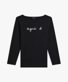 【アニエスベー ファム/agnes b. FEMME】のロゴ プリント コットン ボートネック 長袖 Tシャツ New Bow 人気、トレンドファッション・服の通販 founy(ファニー) ファッション Fashion レディースファッション Fashion for Women トップス・カットソー Cut & Sew Tops シャツ・ブラウス・オフィスカジュアル Elegant Blouses & Button-Ups ロングTシャツ・Tシャツ Longline T-Shirts & Tees プリント Print, Printed Pattern 人気 Popular, Best Seller 定番 Standard, Basic Item 長袖 Long Sleeve, Full Sleeve thumbnail ブラック|ID: prp329100004837646 ipo3291000000035247420