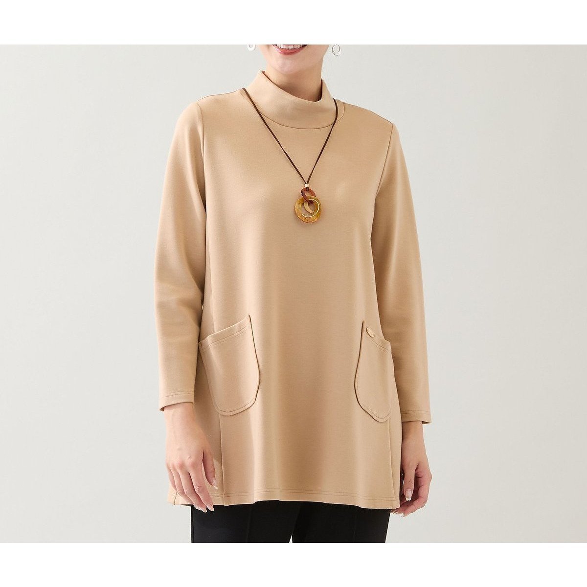【ミゼール/MISSEL】の【保温性・洗える】パッチポケットチュニック 人気、トレンドファッション・服の通販 founy(ファニー) 　ファッション　Fashion　レディースファッション　Fashion for Women　トップス・カットソー　Cut & Sew Tops　エレガント 上品　Elegant　オレンジ　Orange　洗える　Machine Washable　ストール　Stole, Wrap　チュニック　Tunic, Long Top　ネックレス　Necklace, Pendant Necklace　人気　Popular, Best Seller　長袖　Long Sleeve, Full Sleeve　プレート　Plate, Dish　ポケット　Pocket, Pocket Detail　 other-1|ID: prp329100004837653 ipo3291000000035247507
