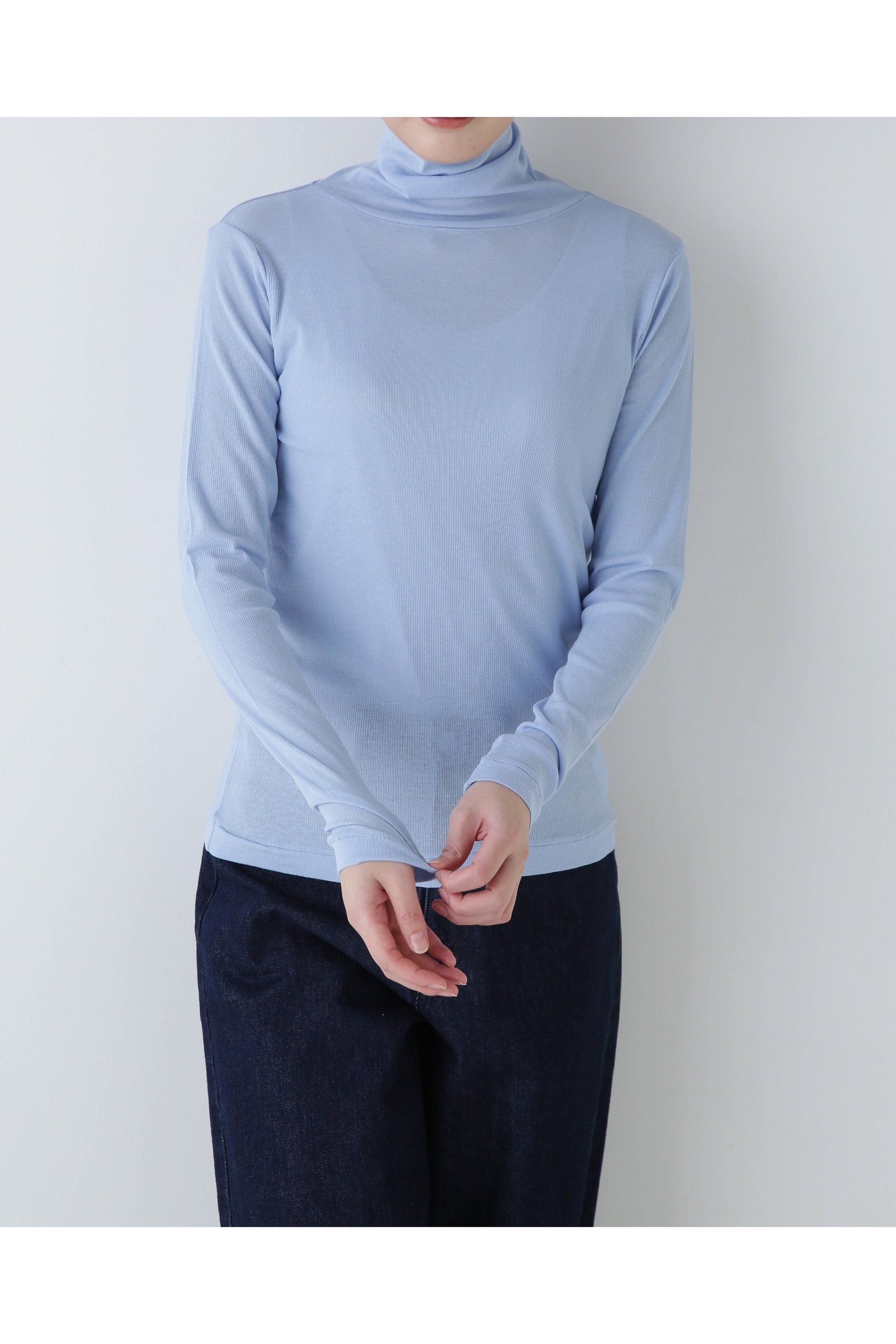 【ヒューマンウーマン/HUMAN WOMAN】のシアータートルカットソー インテリア・キッズ・メンズ・レディースファッション・服の通販 founy(ファニー) 　ファッション　Fashion　レディースファッション　Fashion for Women　トップス・カットソー　Cut & Sew Tops　カットソー・ベーシックTシャツ　Cut-and-Sewn Tops / Stretch Tees & Basics　おすすめ　Recommended / Our Picks　インナー　Innerwear　シアー　Sheer, See-Through　スタンダード　Standard, Basic　タートルネック　Turtleneck, High Neck　ロング　Long, Long-Length　ブルー|ID: prp329100004837658 ipo3291000000035247597