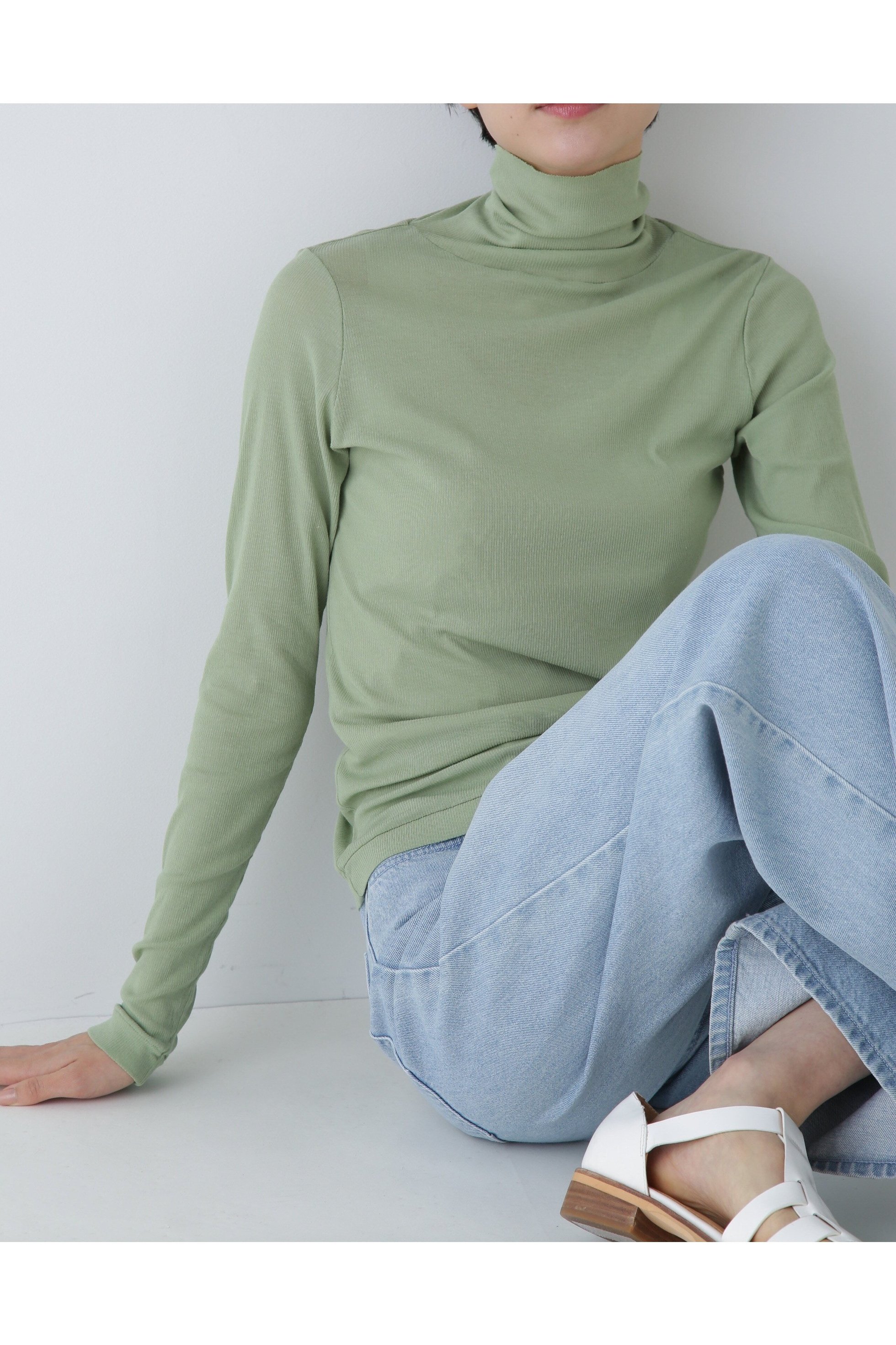 【ヒューマンウーマン/HUMAN WOMAN】のシアータートルカットソー インテリア・キッズ・メンズ・レディースファッション・服の通販 founy(ファニー) 　ファッション　Fashion　レディースファッション　Fashion for Women　トップス・カットソー　Cut & Sew Tops　カットソー・ベーシックTシャツ　Cut-and-Sewn Tops / Stretch Tees & Basics　おすすめ　Recommended / Our Picks　インナー　Innerwear　シアー　Sheer, See-Through　スタンダード　Standard, Basic　タートルネック　Turtleneck, High Neck　ロング　Long, Long-Length　グリーン|ID: prp329100004837658 ipo3291000000035247600