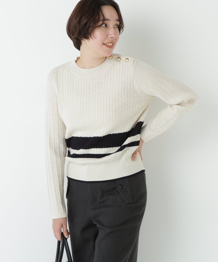 【ヒューマンウーマン/HUMAN WOMAN】のミニケーブル釦プルオーバー インテリア・キッズ・メンズ・レディースファッション・服の通販 founy(ファニー) https://founy.com/ ファッション Fashion レディースファッション Fashion for Women トップス・カットソー Cut & Sew Tops カジュアルプルオーバー・ニットトップス Pullovers & Knit Tops / Casual Pullovers おすすめ Recommended / Our Picks カットソー Cut and Sewn Top コンパクト Compact, Small Size ジャケット Jacket, Outerwear スタンダード Standard, Basic 冬 Winter / This Winter |ID: prp329100004838598 ipo3291000000035258418