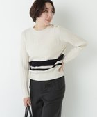 【ヒューマンウーマン/HUMAN WOMAN】のミニケーブル釦プルオーバー ホワイトボーダー3|ID: prp329100004838598 ipo3291000000035258421