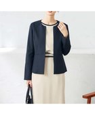 【アー ヴェー ヴェー/a.v.v】の【洗える/ストレッチ/UVカット】麻調ストレッチキーネックジャケット ネイビー|ID: prp329100004839192 ipo3291000000035263369