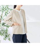 【アー ヴェー ヴェー/a.v.v】の【洗える/ストレッチ/UVカット】麻調ストレッチキーネックジャケット ベージュ|ID: prp329100004839192 ipo3291000000035263370