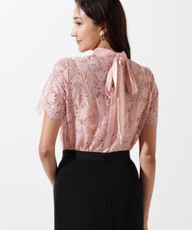 【ピンキーアンドダイアン/Pinky&Dianne】のリーフレースバックリボンブラウス 人気、トレンドファッション・服の通販 founy(ファニー) ファッション Fashion レディースファッション Fashion for Women トップス・カットソー Cut & Sew Tops シャツ・ブラウス・オフィスカジュアル Elegant Blouses & Button-Ups インナーキャミ Inner Camisole サテン Satin, Glossy Fabric シフォン Chiffon, Lightweight Fabric スタンダード Standard, Basic スタンド Stand Collar, Upright Stand ストレッチ Stretch, Stretchy Fabric デコルテ Décolleté, Neckline リボン Ribbon, Bow レース Lace, Lace Fabric エレガント 上品 Elegant |ID:prp329100004839241