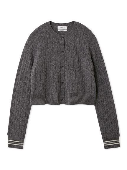 【ミラオーウェン/Mila Owen】のカシミヤタッチ配色ケーブルニットカーディガン インテリア・キッズ・メンズ・レディースファッション・服の通販 founy(ファニー) 　ファッション　Fashion　レディースファッション　Fashion for Women　トップス・カットソー　Cut & Sew Tops　ニット　Knit Tops & Sweaters　カーディガン・羽織り　Layered Style Cardigans　秋　Autumn　カーディガン　Cardigan, Knitwear　コンパクト　Compact, Small Size　シンプル　Simple, Minimal　スポーツ　Sports, Activewear　スマート　Smart, Elegant　トレンド　Trend, Trending Now　ボックス　Boxy, Box Shape　おすすめ　Recommended / Our Picks　GRY[006]|ID: prp329100004839823 ipo3291000000035330282