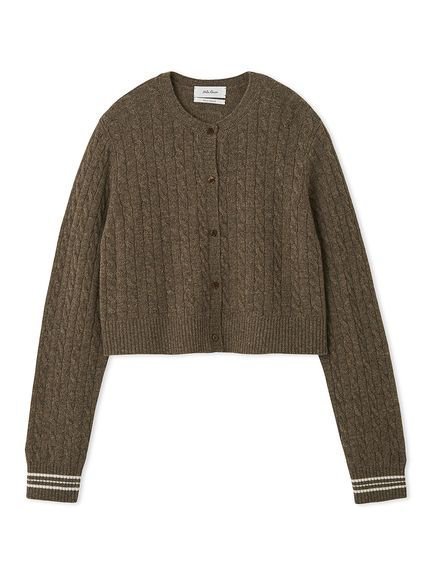 【ミラオーウェン/Mila Owen】のカシミヤタッチ配色ケーブルニットカーディガン インテリア・キッズ・メンズ・レディースファッション・服の通販 founy(ファニー) 　ファッション　Fashion　レディースファッション　Fashion for Women　トップス・カットソー　Cut & Sew Tops　ニット　Knit Tops & Sweaters　カーディガン・羽織り　Layered Style Cardigans　秋　Autumn　カーディガン　Cardigan, Knitwear　コンパクト　Compact, Small Size　シンプル　Simple, Minimal　スポーツ　Sports, Activewear　スマート　Smart, Elegant　トレンド　Trend, Trending Now　ボックス　Boxy, Box Shape　おすすめ　Recommended / Our Picks　MOC[056]|ID: prp329100004839823 ipo3291000000035330284