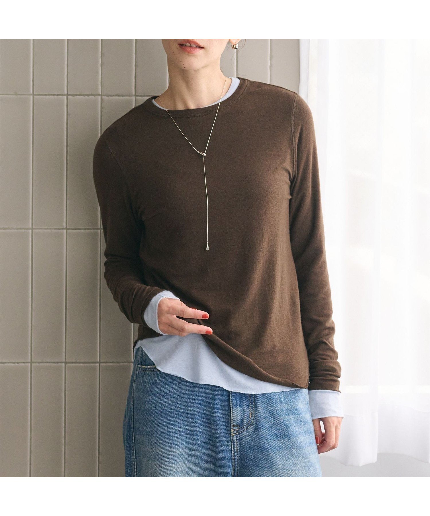 【ビューティ&ユース ユナイテッドアローズ/BEAUTY&YOUTH / UNITED ARROWS】のセルロースウールブレンド クルーネックカットソー 人気、トレンドファッション・服の通販 founy(ファニー) 　ファッション　Fashion　レディースファッション　Fashion for Women　トップス・カットソー　Cut & Sew Tops　カットソー・ベーシックTシャツ　Cut-and-Sewn Tops / Stretch Tees & Basics　カットソー　Cut and Sewn Top　定番　Standard, Basic Item　ロング　Long, Long-Length　おすすめ　Recommended / Our Picks　 other-1|ID: prp329100004843640 ipo3291000000035303103