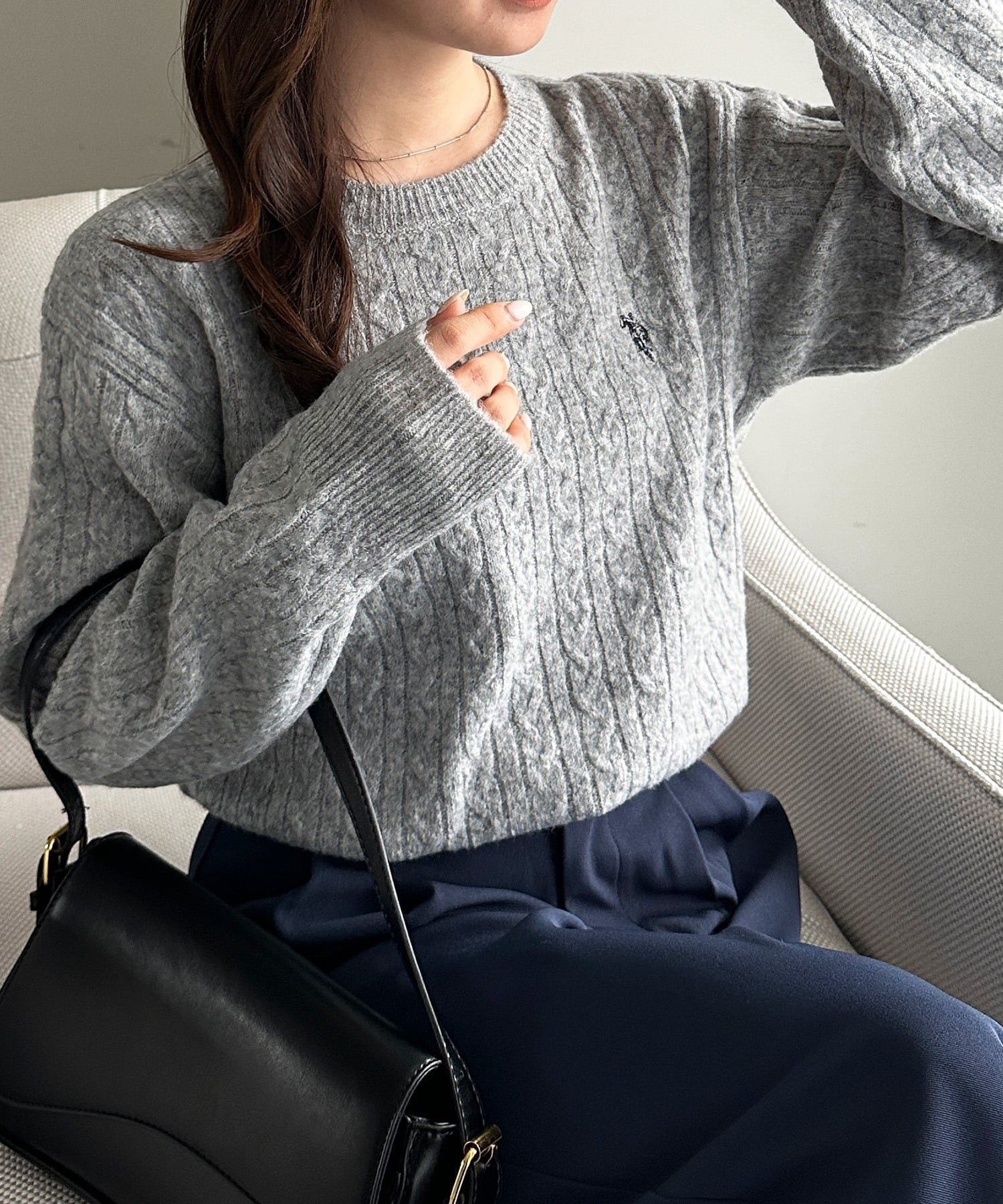 【ラナン/Ranan】の【U.S. POLO ASSN.】ワンポイントケーブルニット インテリア・キッズ・メンズ・レディースファッション・服の通販 founy(ファニー) ファッション Fashion レディースファッション Fashion for Women トップス・カットソー Cut & Sew Tops ニット Knit Tops & Sweaters イタリア Italy インナー Innerwear 腕時計 Wristwatch クラシカル Classical, Vintage-Inspired コレクション Collection, Seasonal Line コーデュロイ Corduroy, Cord Fabric シンプル Simple, Minimal スラックス Slacks, Dress Pants デニム Denim, Jeans Material 人気 Popular, Best Seller ベーシック Basic, Essential ボトム Bottoms, Lower Wear ポケット Pocket, Pocket Detail メランジ Melange, Mixed Yarn メンズ Men's, Menswear ワンポイント One Point, Statement Accent 杢グレー|ID: prp329100004843671 ipo3291000000036251978