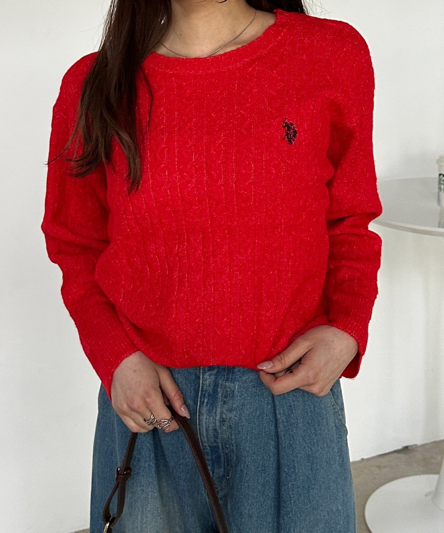 【ラナン/Ranan】の【U.S. POLO ASSN.】ワンポイントケーブルニット インテリア・キッズ・メンズ・レディースファッション・服の通販 founy(ファニー) ファッション Fashion レディースファッション Fashion for Women トップス・カットソー Cut & Sew Tops ニット Knit Tops & Sweaters イタリア Italy インナー Innerwear 腕時計 Wristwatch クラシカル Classical, Vintage-Inspired コレクション Collection, Seasonal Line コーデュロイ Corduroy, Cord Fabric シンプル Simple, Minimal スラックス Slacks, Dress Pants デニム Denim, Jeans Material 人気 Popular, Best Seller ベーシック Basic, Essential ボトム Bottoms, Lower Wear ポケット Pocket, Pocket Detail メランジ Melange, Mixed Yarn メンズ Men's, Menswear ワンポイント One Point, Statement Accent レッド|ID: prp329100004843671 ipo3291000000036251991