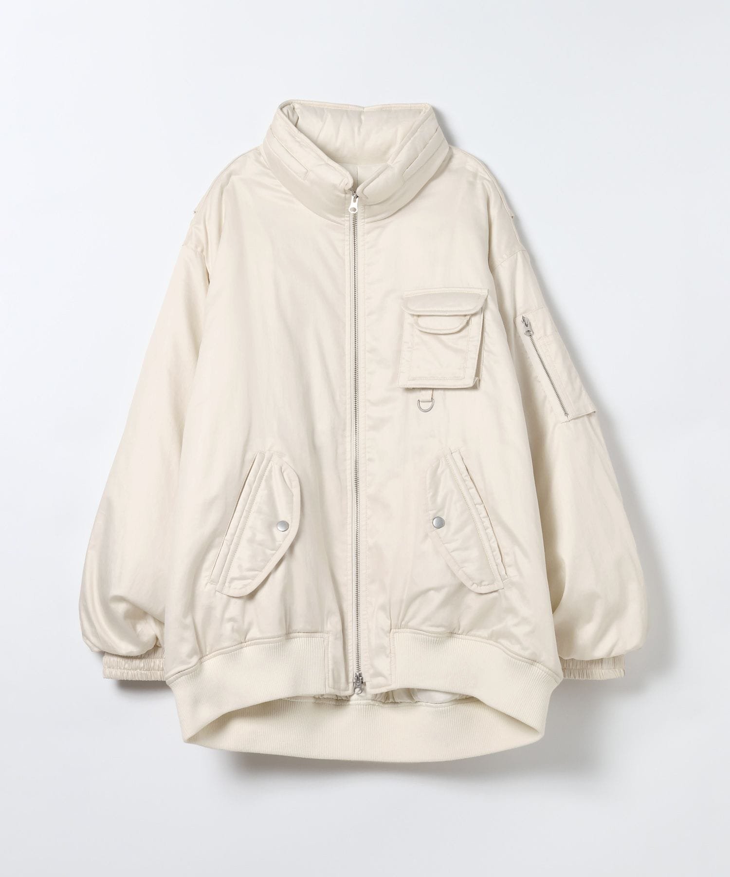 【ジーナシス/JEANASiS】のArmy BIGブルゾン インテリア・キッズ・メンズ・レディースファッション・服の通販 founy(ファニー) 　ファッション　Fashion　レディースファッション　Fashion for Women　アウター　Coat / Outerwear Collection　ブルゾンジャケット・スポーティアウター　Blouson Jackets　インナー　Innerwear　コーティング　Coating, Coated Finish　サテン　Satin, Glossy Fabric　ジップ　Zip, Zipper　デニム　Denim, Jeans Material　なめらか　Smooth, Silky Texture　フェミニン　Feminine, Girly　ブルゾン　Blouson, Bomber Jacket　ボトム　Bottoms, Lower Wear　防寒　Cold Protection, Winter-Ready　ミリタリー　Military, Army Style　ロング　Long, Long-Length　おすすめ　Recommended / Our Picks　エレガント 上品　Elegant　オフホワイト|ID: prp329100004843851 ipo3291000000035306726