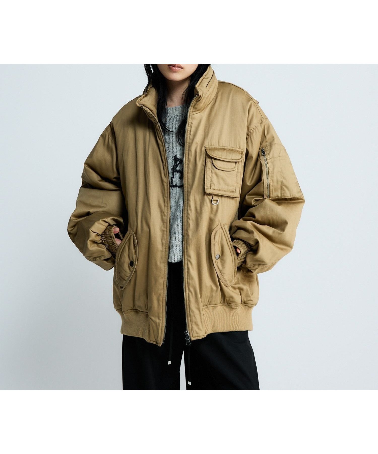 【ジーナシス/JEANASiS】のArmy BIGブルゾン インテリア・キッズ・メンズ・レディースファッション・服の通販 founy(ファニー) 　ファッション　Fashion　レディースファッション　Fashion for Women　アウター　Coat / Outerwear Collection　ブルゾンジャケット・スポーティアウター　Blouson Jackets　インナー　Innerwear　コーティング　Coating, Coated Finish　サテン　Satin, Glossy Fabric　ジップ　Zip, Zipper　デニム　Denim, Jeans Material　なめらか　Smooth, Silky Texture　フェミニン　Feminine, Girly　ブルゾン　Blouson, Bomber Jacket　ボトム　Bottoms, Lower Wear　防寒　Cold Protection, Winter-Ready　ミリタリー　Military, Army Style　ロング　Long, Long-Length　おすすめ　Recommended / Our Picks　エレガント 上品　Elegant　ブラウン系その他|ID: prp329100004843851 ipo3291000000035306732