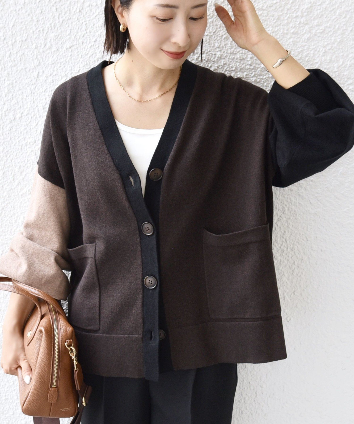 【シップス フォー ウィメン/SHIPS】の【WEB限定】 手洗い可能 配色 ポケット カーディガン インテリア・キッズ・メンズ・レディースファッション・服の通販 founy(ファニー) 　ファッション　Fashion　レディースファッション　Fashion for Women　トップス・カットソー　Cut & Sew Tops　カーディガン・羽織り　Layered Style Cardigans　カーディガン　Cardigan, Knitwear　サロペット　Overalls, Salopette　スラックス　Slacks, Dress Pants　デニム　Denim, Jeans Material　ボックス　Boxy, Box Shape　ボトム　Bottoms, Lower Wear　ポケット　Pocket, Pocket Detail　ワイド　Wide, Wide Fit　おすすめ　Recommended / Our Picks　2025年　2025　2025-2026秋冬・A/W　Autumn/Winter 2025–26 AW25–26　ブラウン|ID: prp329100004843906 ipo3291000000035307553