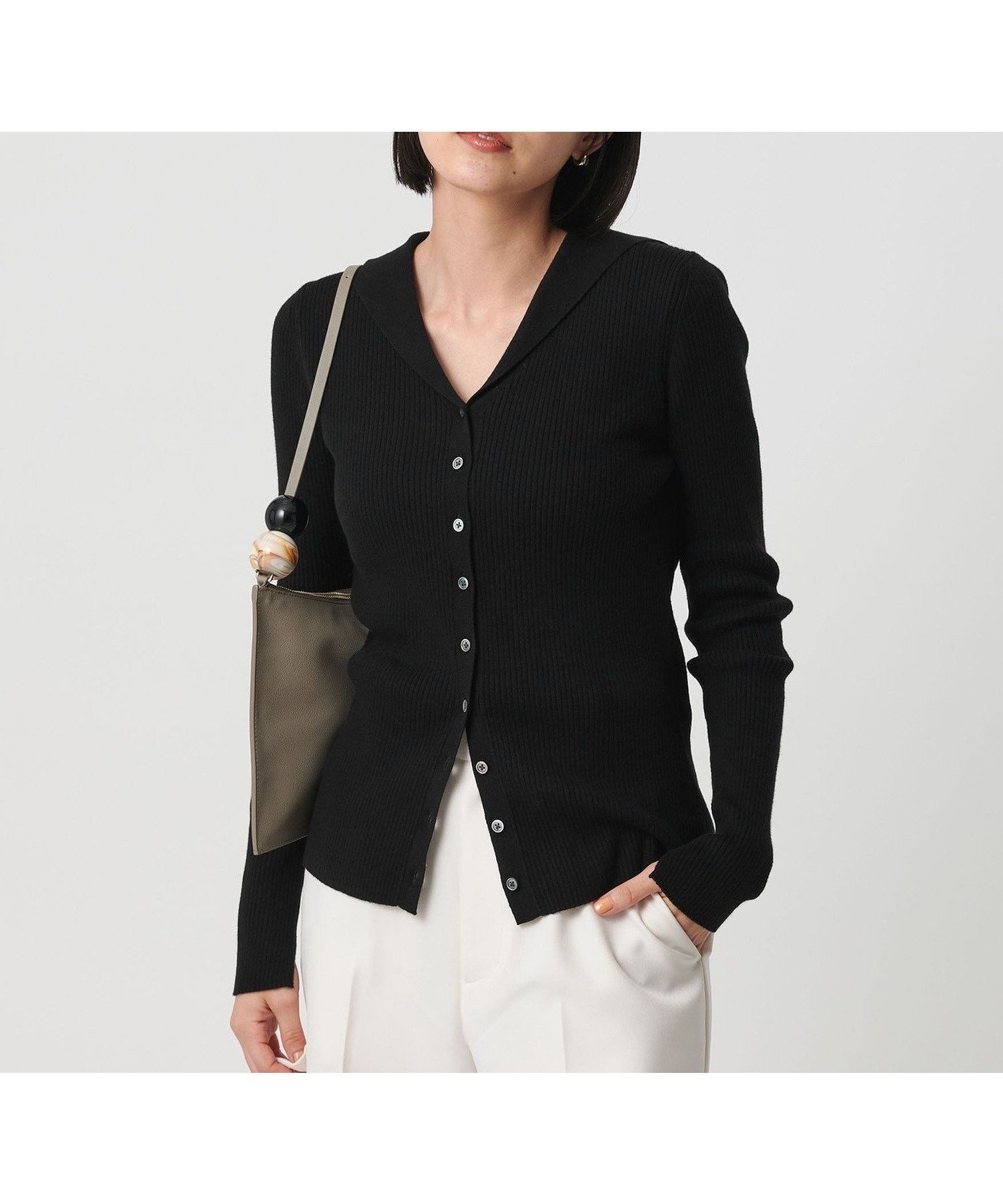 【ビューティ&ユース ユナイテッドアローズ/BEAUTY&YOUTH / UNITED ARROWS】のコットンカシミヤ リブセーラーカラー カーディガン ウォッシャブル インテリア・キッズ・メンズ・レディースファッション・服の通販 founy(ファニー) 　ファッション　Fashion　レディースファッション　Fashion for Women　トップス・カットソー　Cut & Sew Tops　カーディガン・羽織り　Layered Style Cardigans　ウォッシャブル　Machine Washable　カーディガン　Cardigan, Knitwear　コンパクト　Compact, Small Size　スリット　Slit, Slit Detail　フィット　Fit, Slim Fit　フレア　Flare, Flared　羽織　Haori, Light Jacket　ワイド　Wide, Wide Fit　おすすめ　Recommended / Our Picks　BLACK|ID: prp329100004843917 ipo3291000000035307751