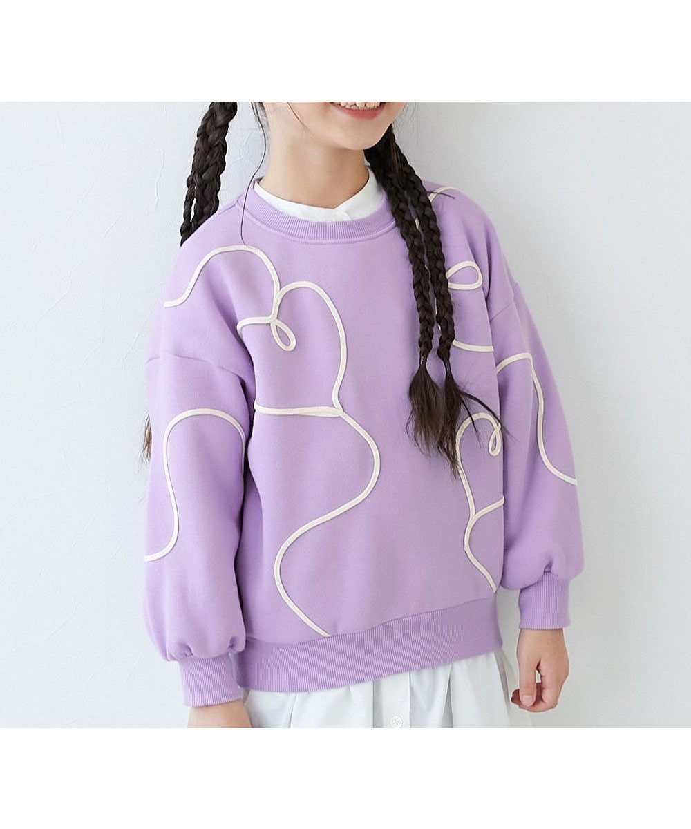 【デビロック/devirock / KIDS】のハート刺繍 裏起毛トレーナー トレーナー トップス 25AW インテリア・キッズ・メンズ・レディースファッション・服の通販 founy(ファニー) ファッション Fashion キッズファッション Fashion for Kids トップス・カットソー Cut & Sew Tops デニム Denim, Jeans Material トレンド Trend, Trending Now トレーナー Sweatshirt, Trainer モチーフ Motif, Design Theme おすすめ Recommended / Our Picks 2025年 2025 2025-2026秋冬・A/W Autumn/Winter 2025–26 AW25–26 Gライラック|ID: prp329100004845185 ipo3291000000035330847