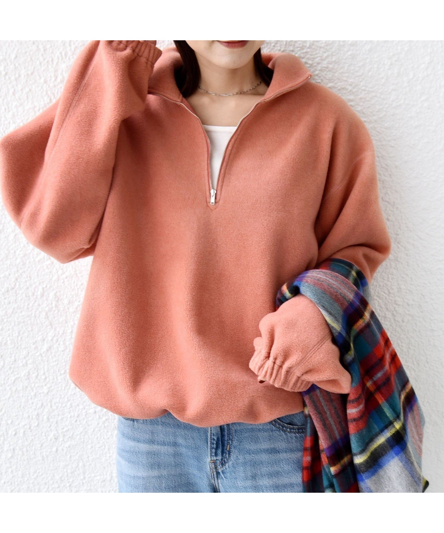 【シップス フォー ウィメン/SHIPS】の洗濯機可能 フリース 裾 ドロスト ハーフ ジップ プルオーバー インテリア・キッズ・メンズ・レディースファッション・服の通販 founy(ファニー) 　ファッション　Fashion　レディースファッション　Fashion for Women　トップス・カットソー　Cut & Sew Tops　カジュアルプルオーバー・ニットトップス　Pullovers & Knit Tops / Casual Pullovers　ジップ　Zip, Zipper　スラックス　Slacks, Dress Pants　タートルネック　Turtleneck, High Neck　ハーフ　Half, Half-Length　ボトム　Bottoms, Lower Wear　リラックス　Relax, Relaxed Fit　ロング　Long, Long-Length　ワイド　Wide, Wide Fit　おすすめ　Recommended / Our Picks　スモークピンク|ID: prp329100004845230 ipo3291000000035331317